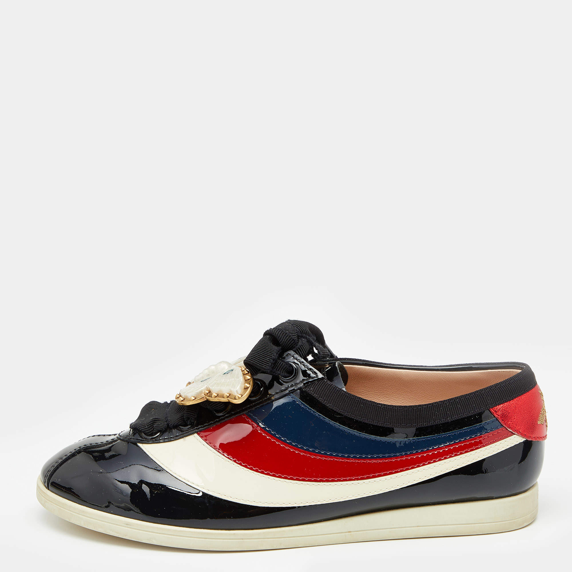 Gucci Multicolor Patent Leather New Ace Butterfly Low Top Sneakers Size Gucci | TLC