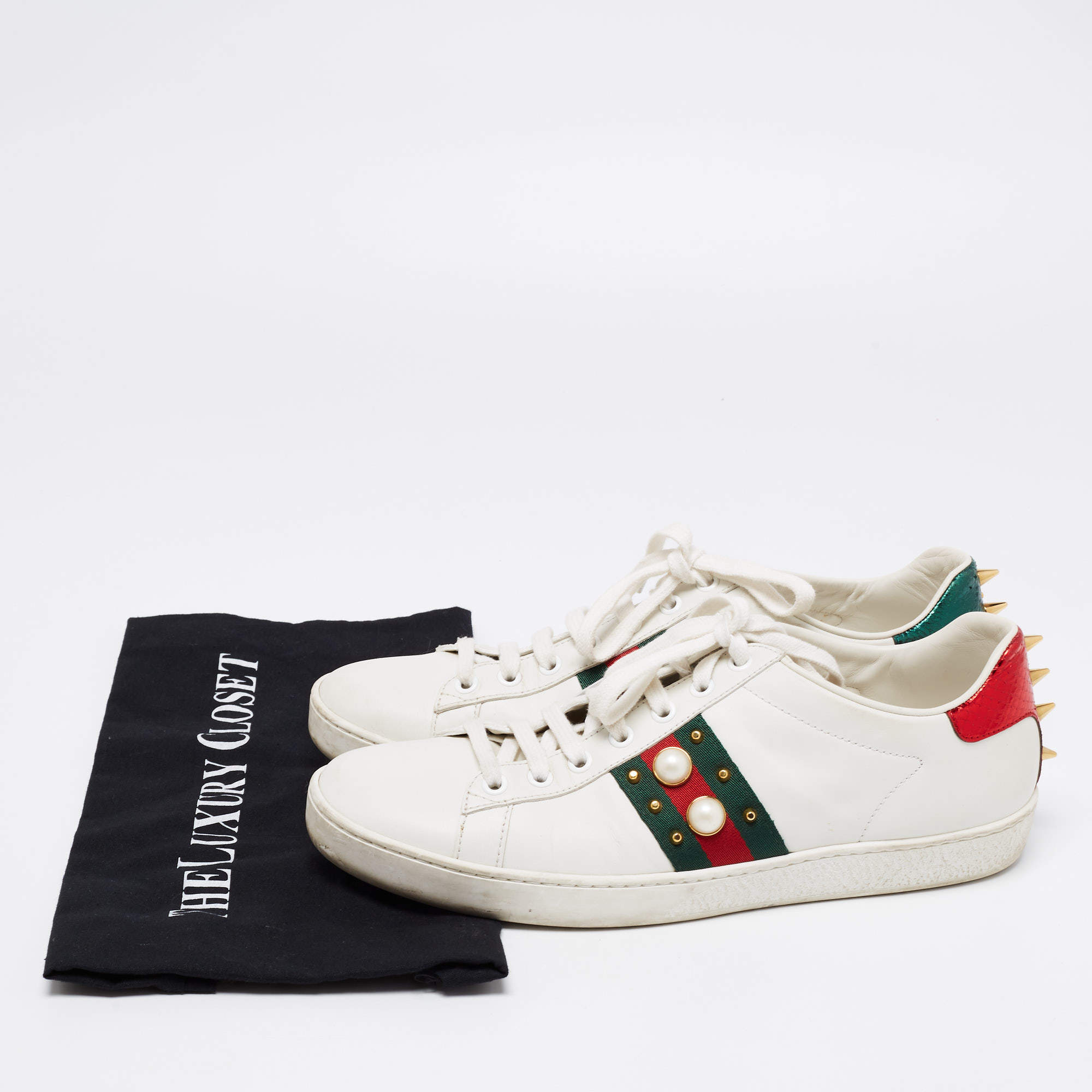 Ace leather trainers Gucci White size 39.5 EU in Leather - 36845390