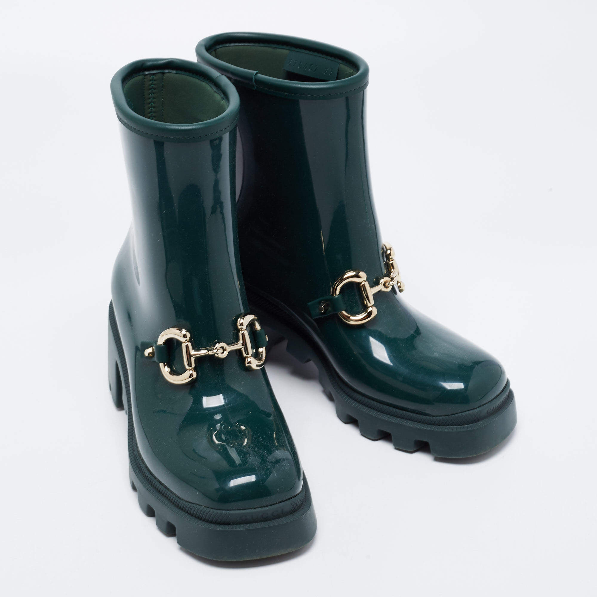 Gucci 35mm Stanley Rubber Boots in Green