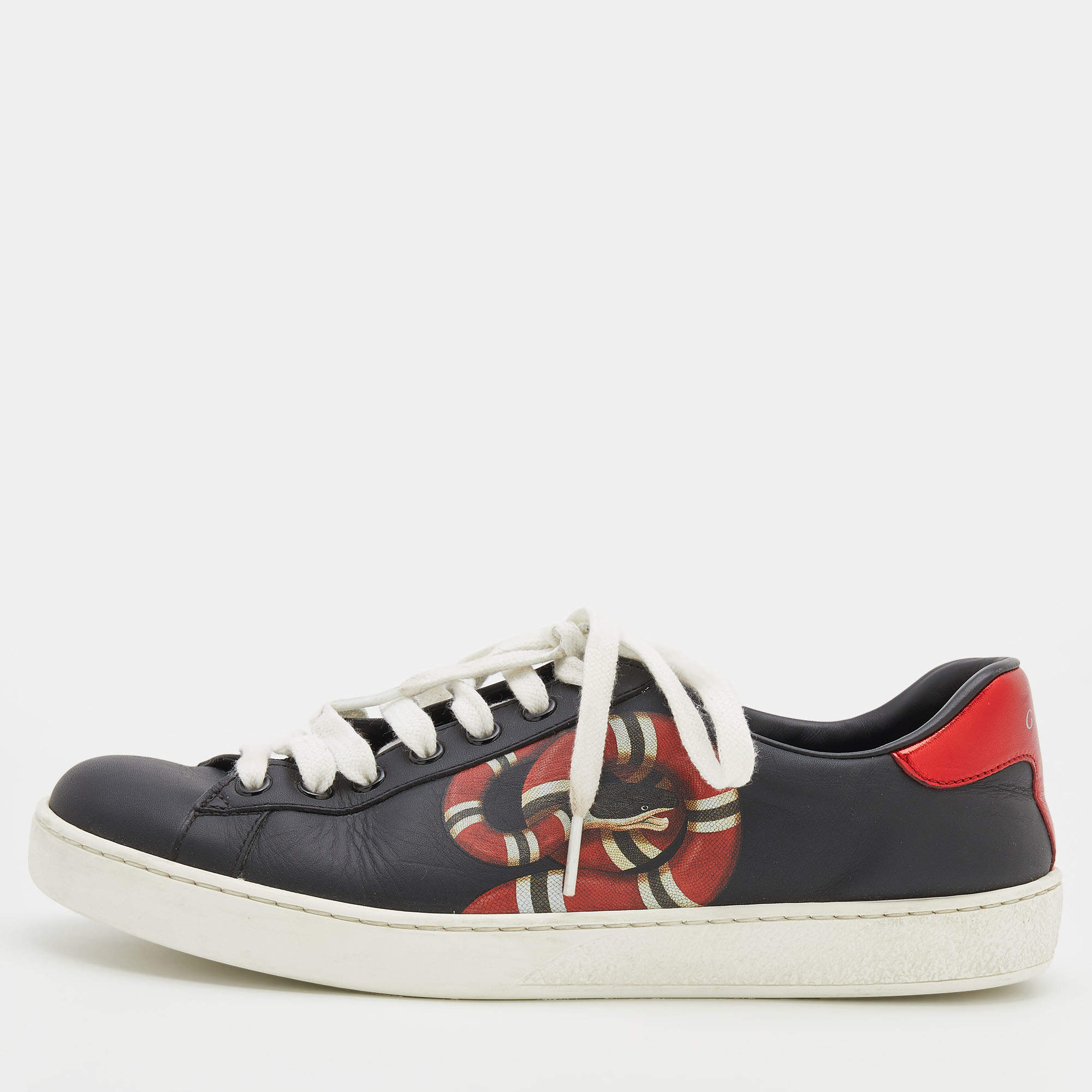 Pre Owned حذاء رياضي غوتشي أيس جلد متعدد الألوان مزين بشعار ملك الثعابين مقاس 35.5