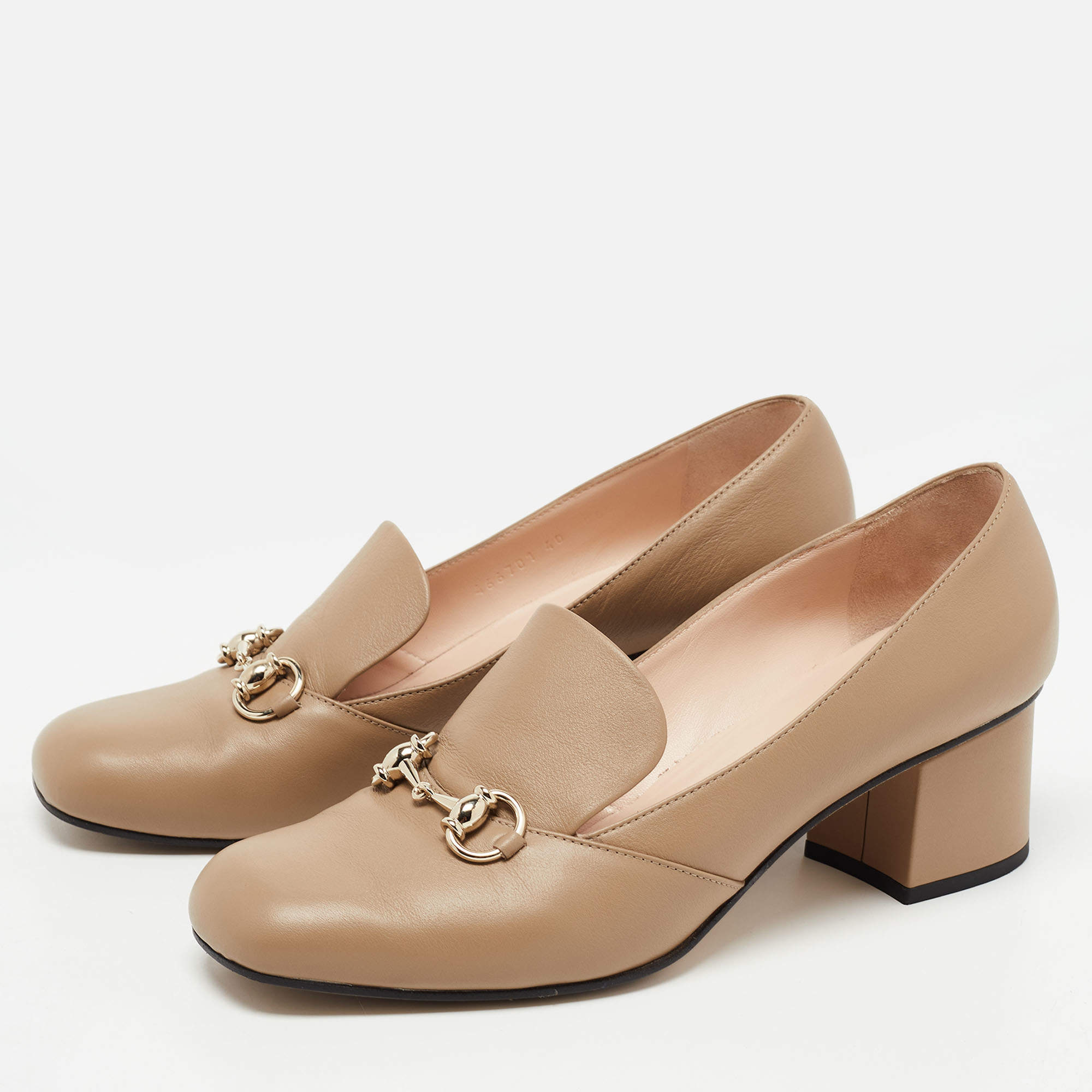 Gucci stacked cheap heel loafer