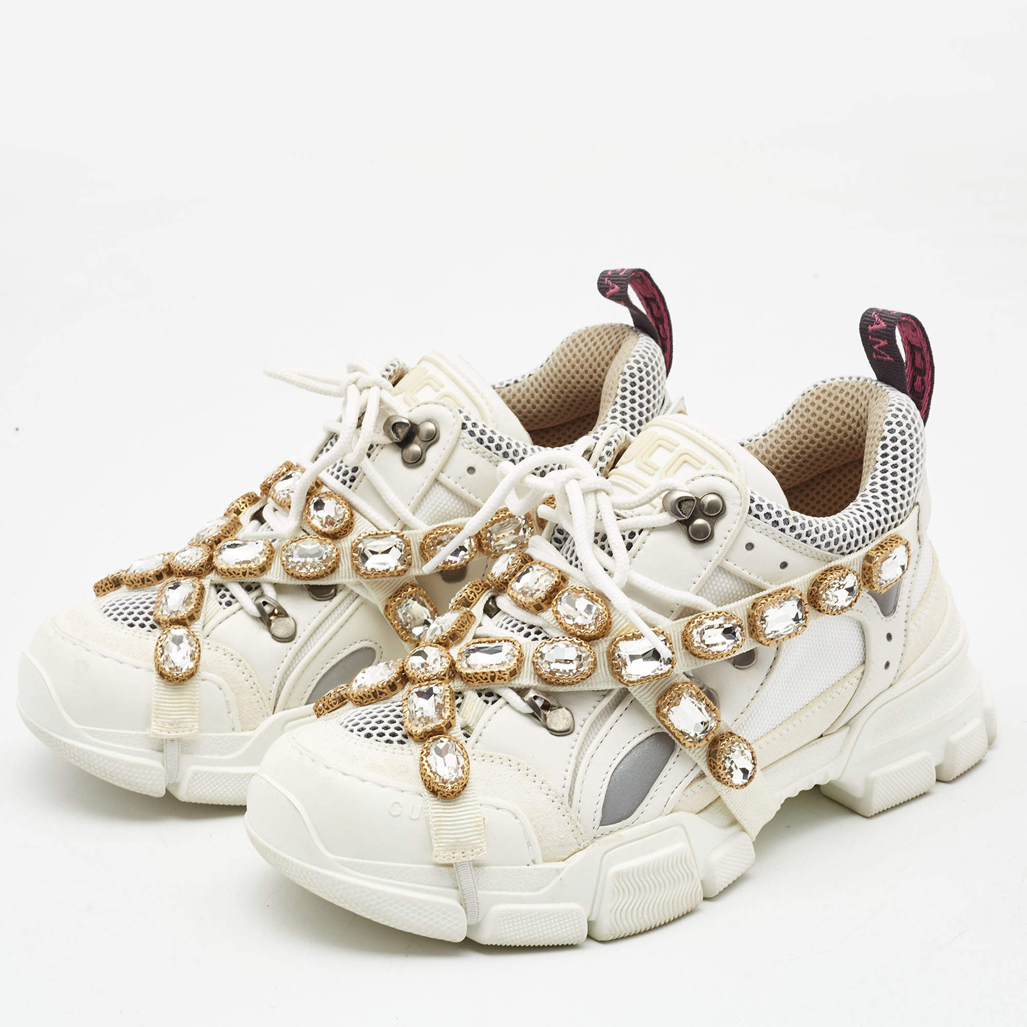 Gucci White Suede and Leather Flashtrek Chunky Sneakers Size  Gucci |  TLC