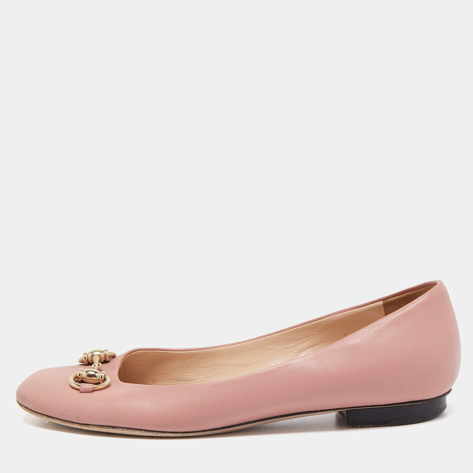 Gucci Pink Leather Horsebit Ballet Flats Size 36.5 Gucci | The Luxury ...