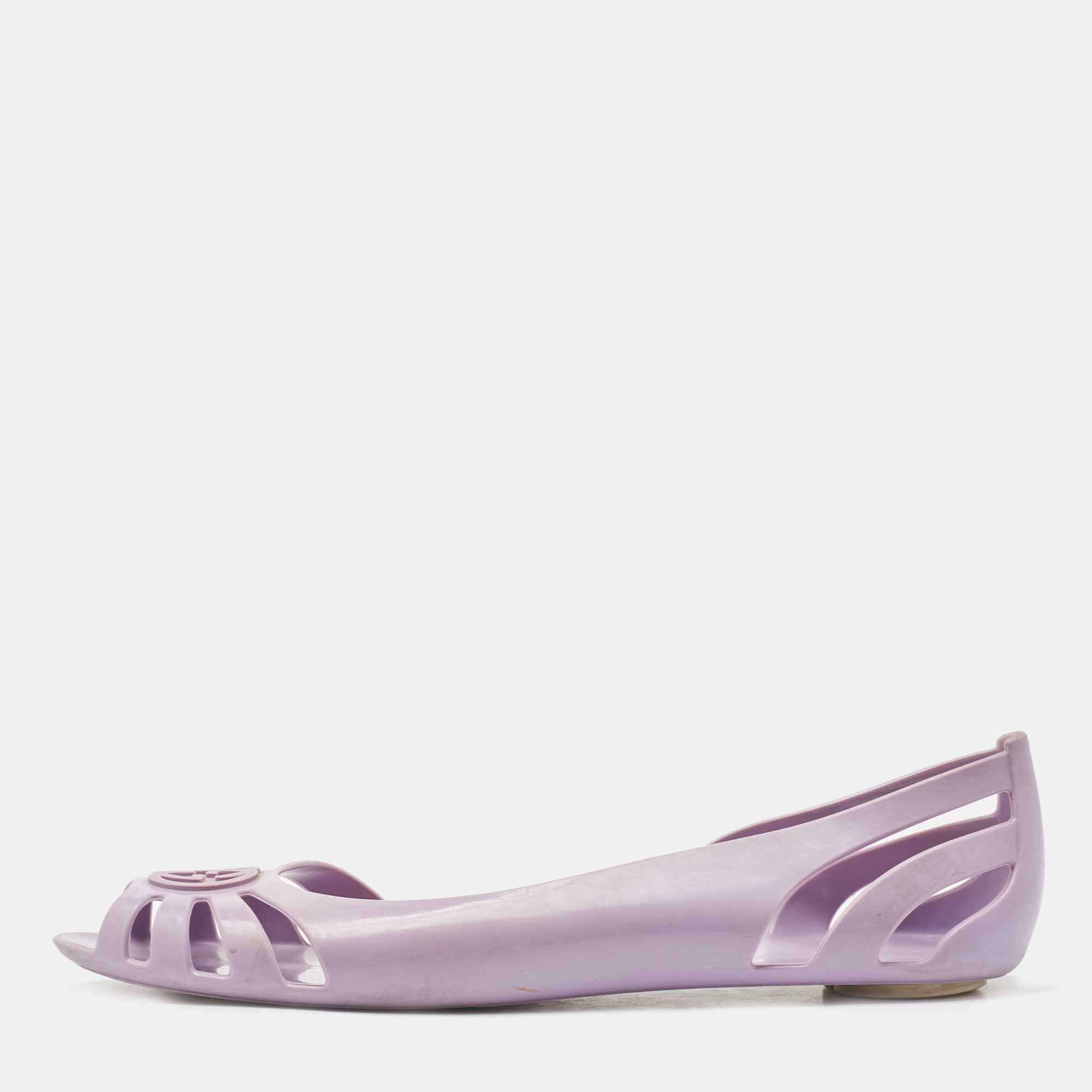 Pre Owned Gucci Purple Rubber GG Ballet Flats Size 37