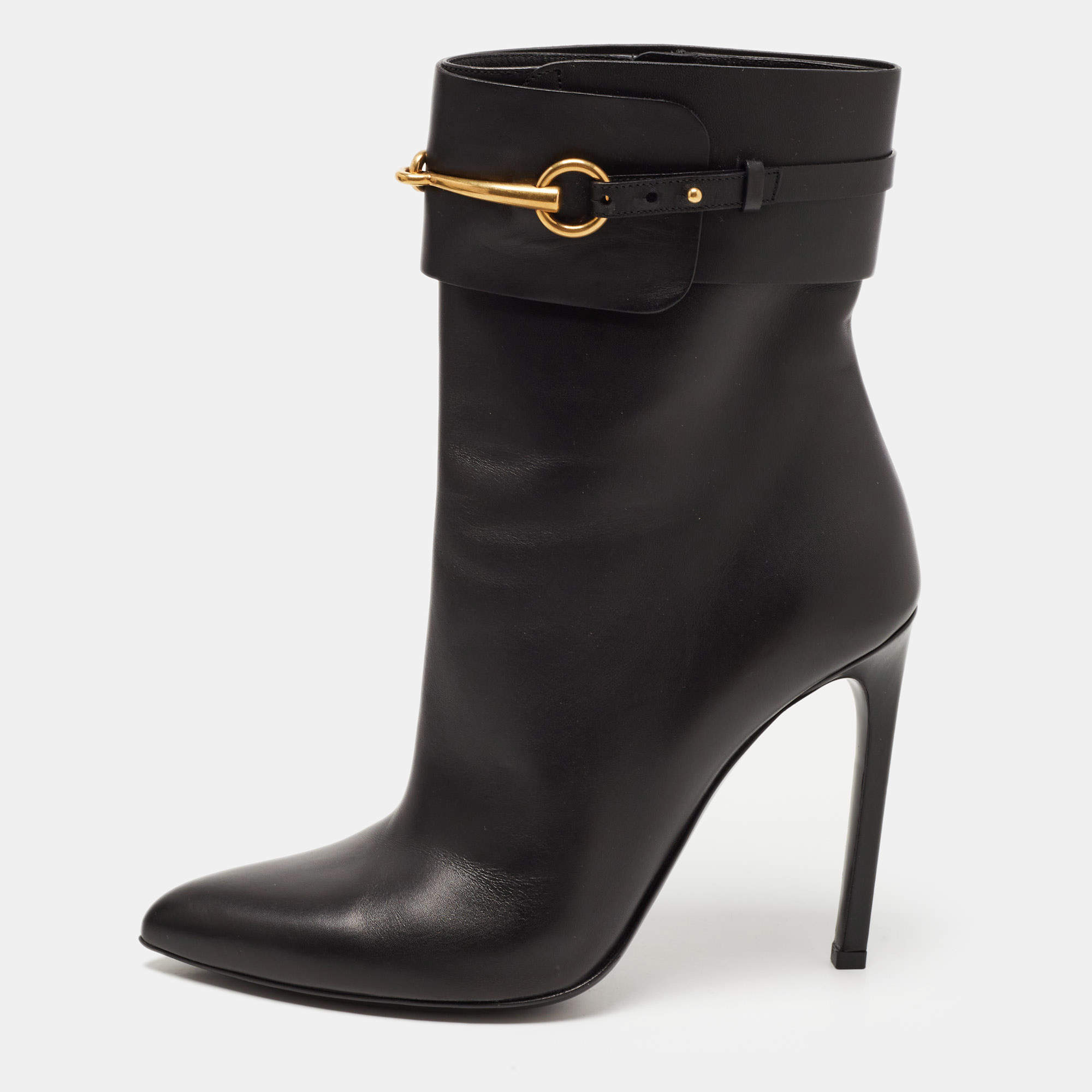 Gucci Black Leather Ankle Boots Size 39.5