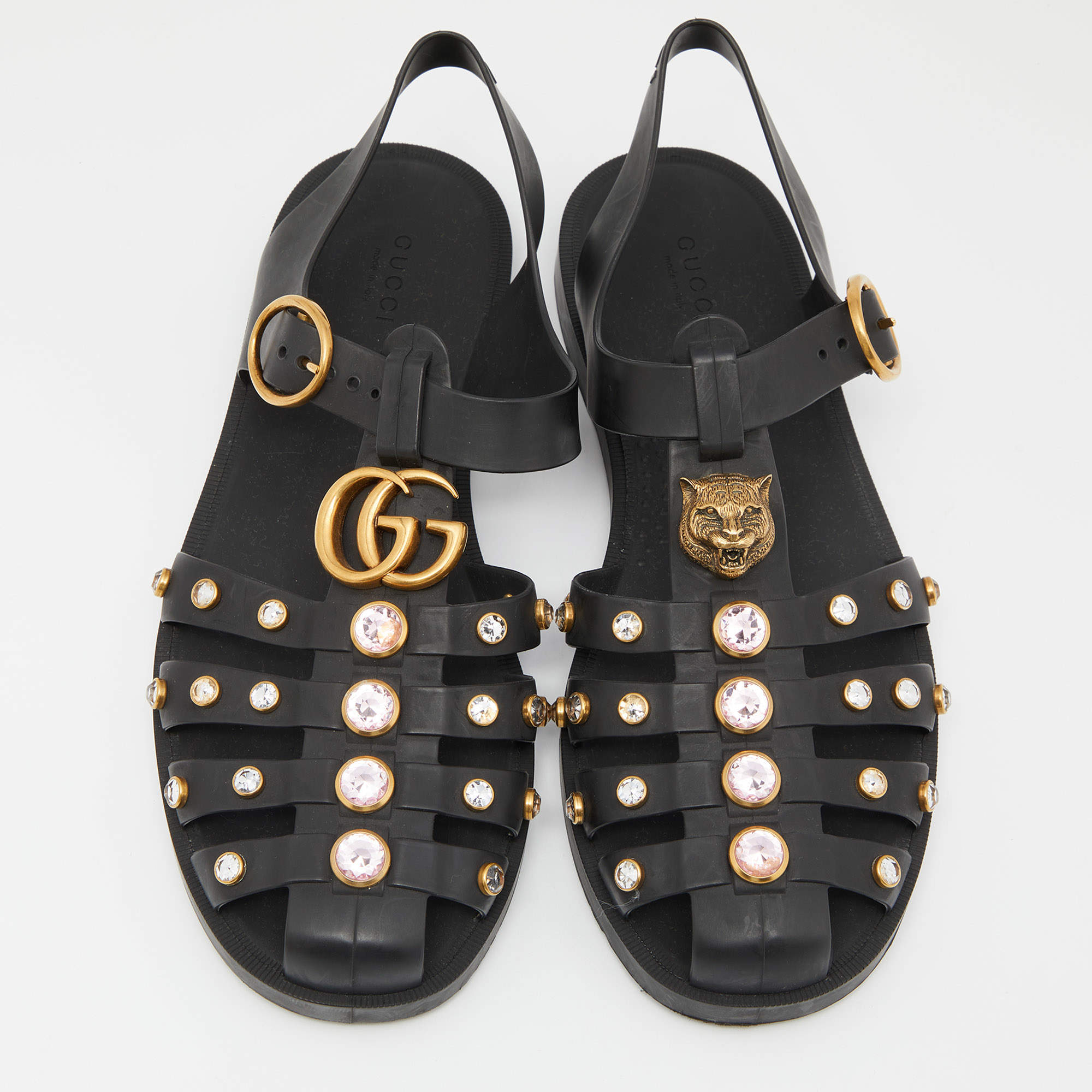 Gucci rubber store sandals with crystals