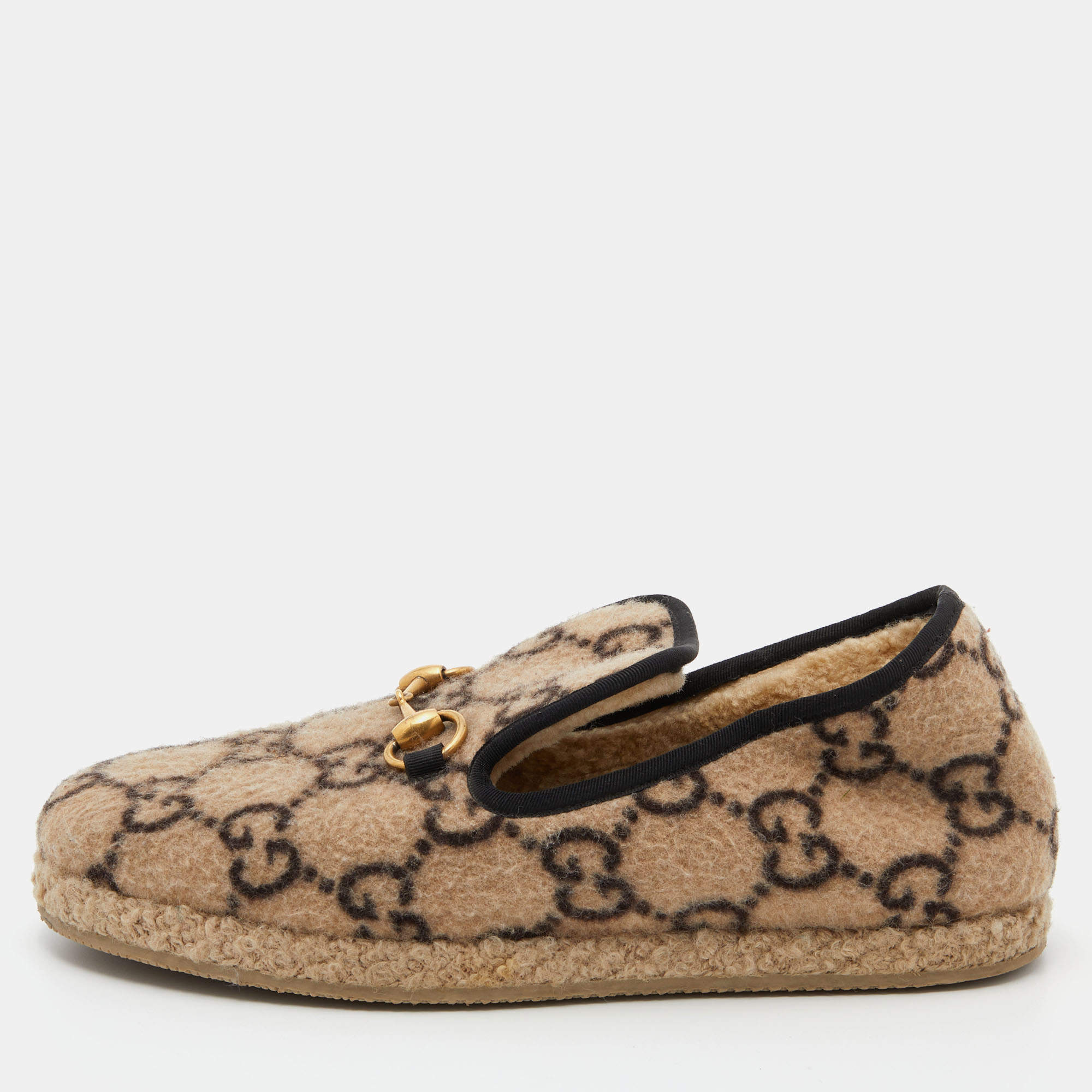 Pre Owned Gucci Two Tone GG Wool Fria Espadrille Flats Size 39
