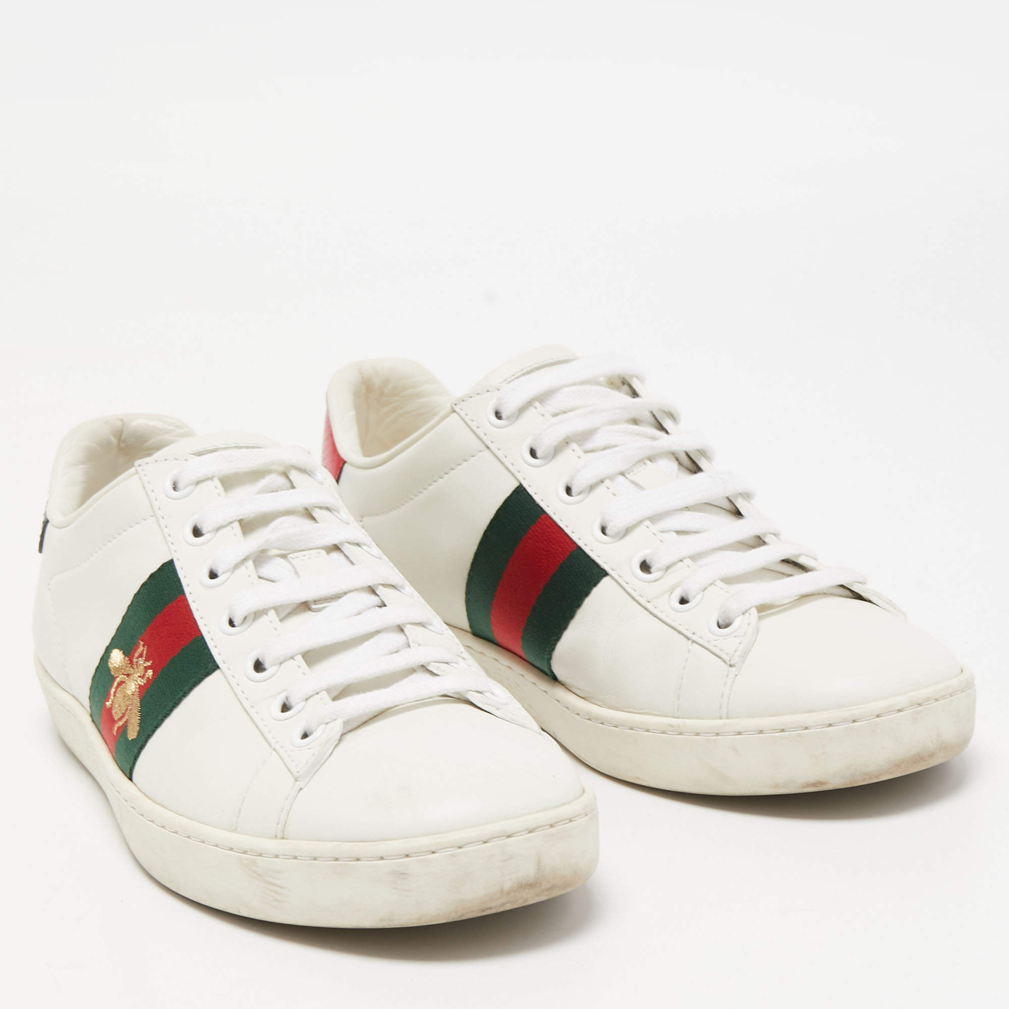 Ace leather low trainers Gucci White size 42.5 EU in Leather - 32223908