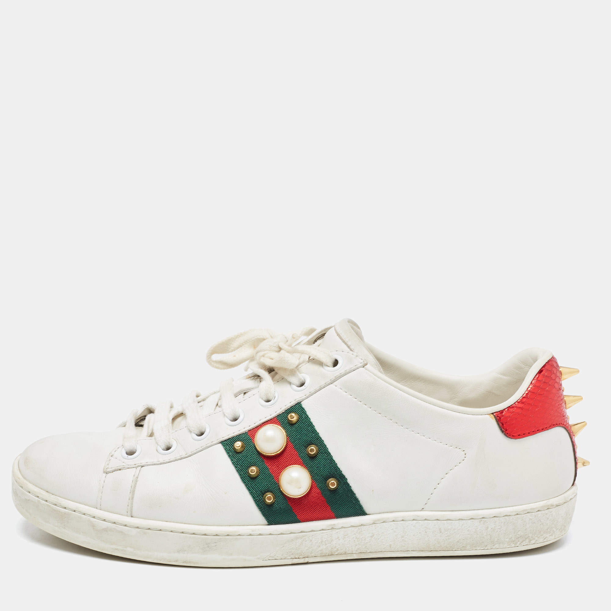Gucci Shoes Women's Ace Golden Bees Supreme Leather Sneakers White Size 7  us | eBay