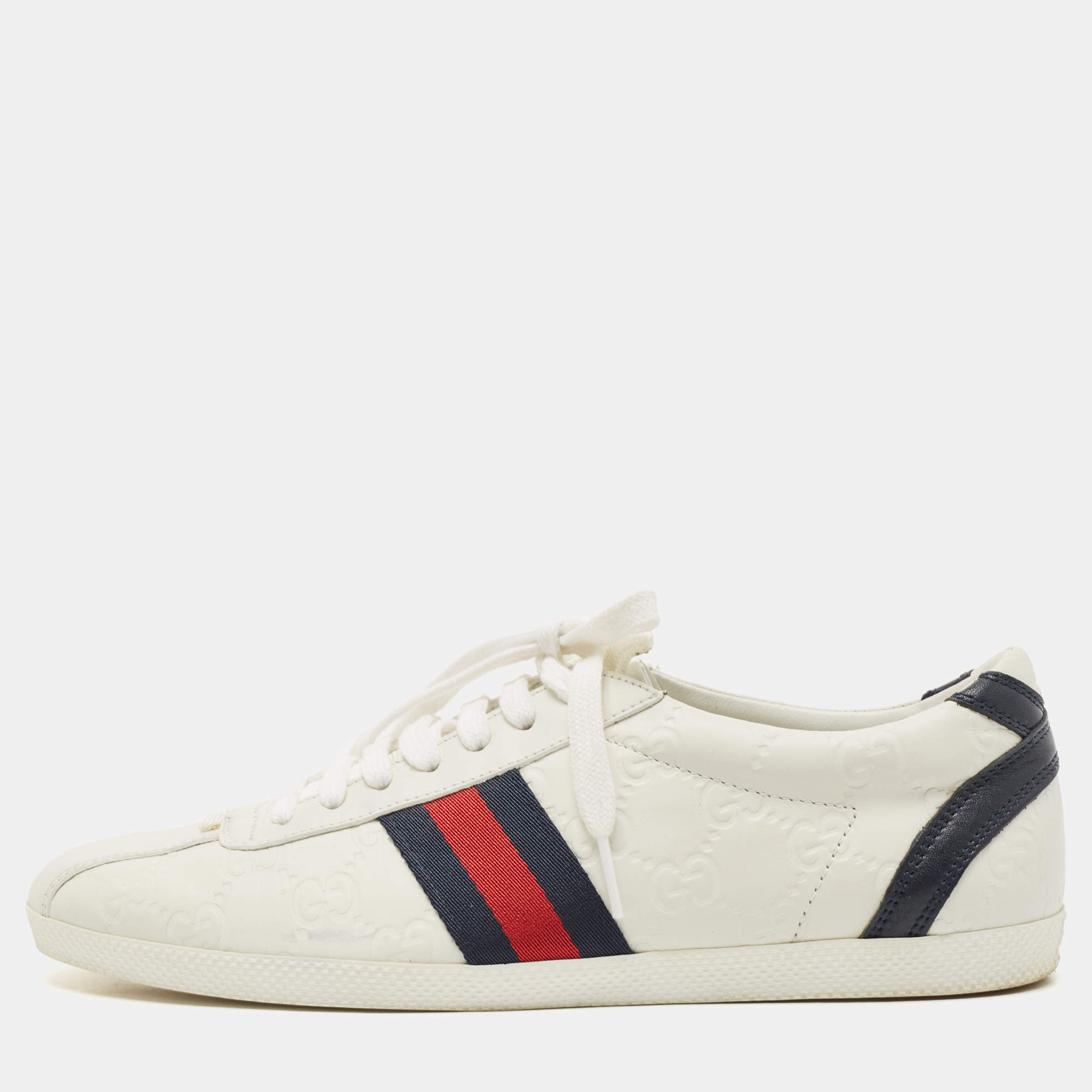 Gucci White Leather Web Detail  Ace Low Top Sneakers Size 38