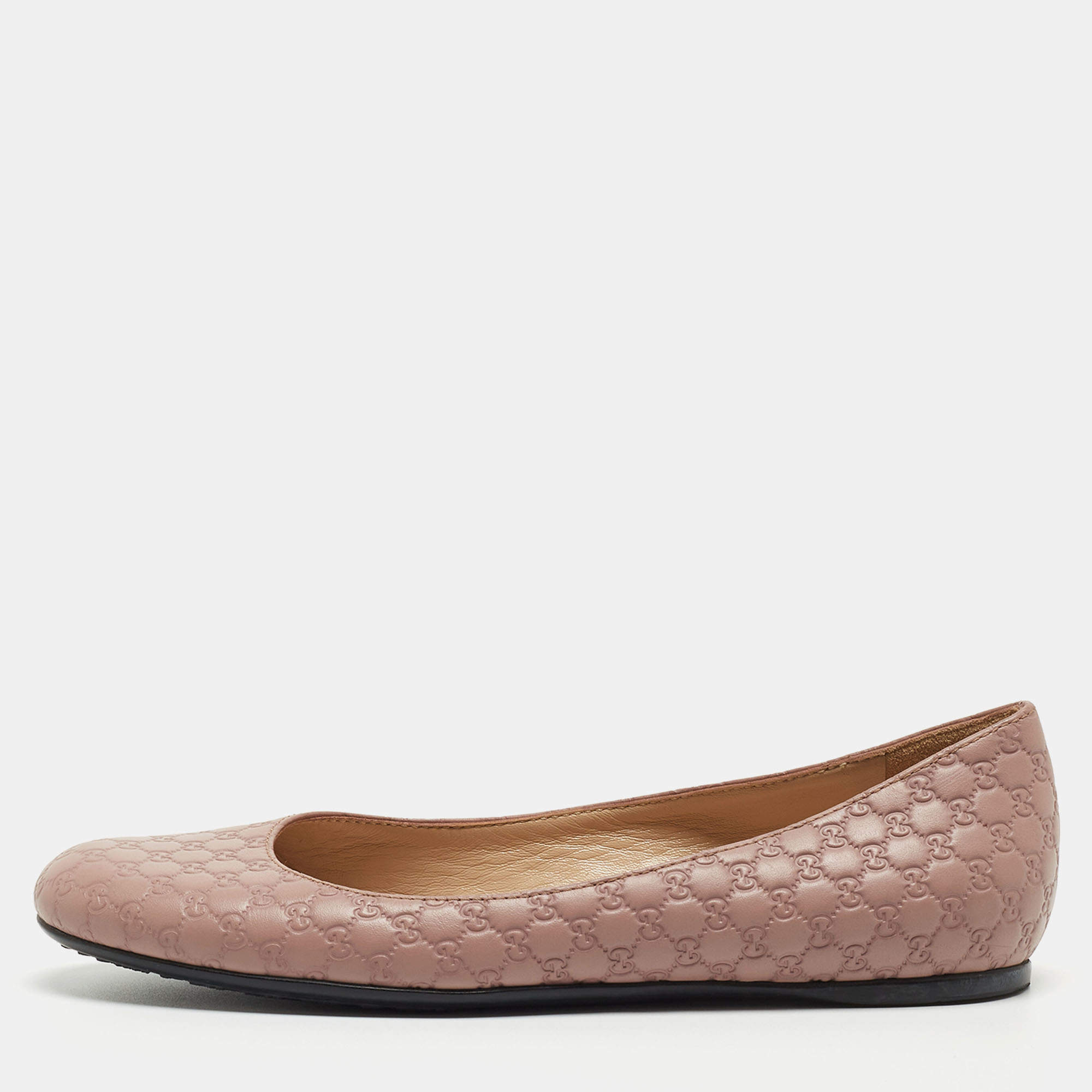مملوكة مسبقًا Gucci Dusty Pink Microguccissima Leather Ballet Flats Size 37