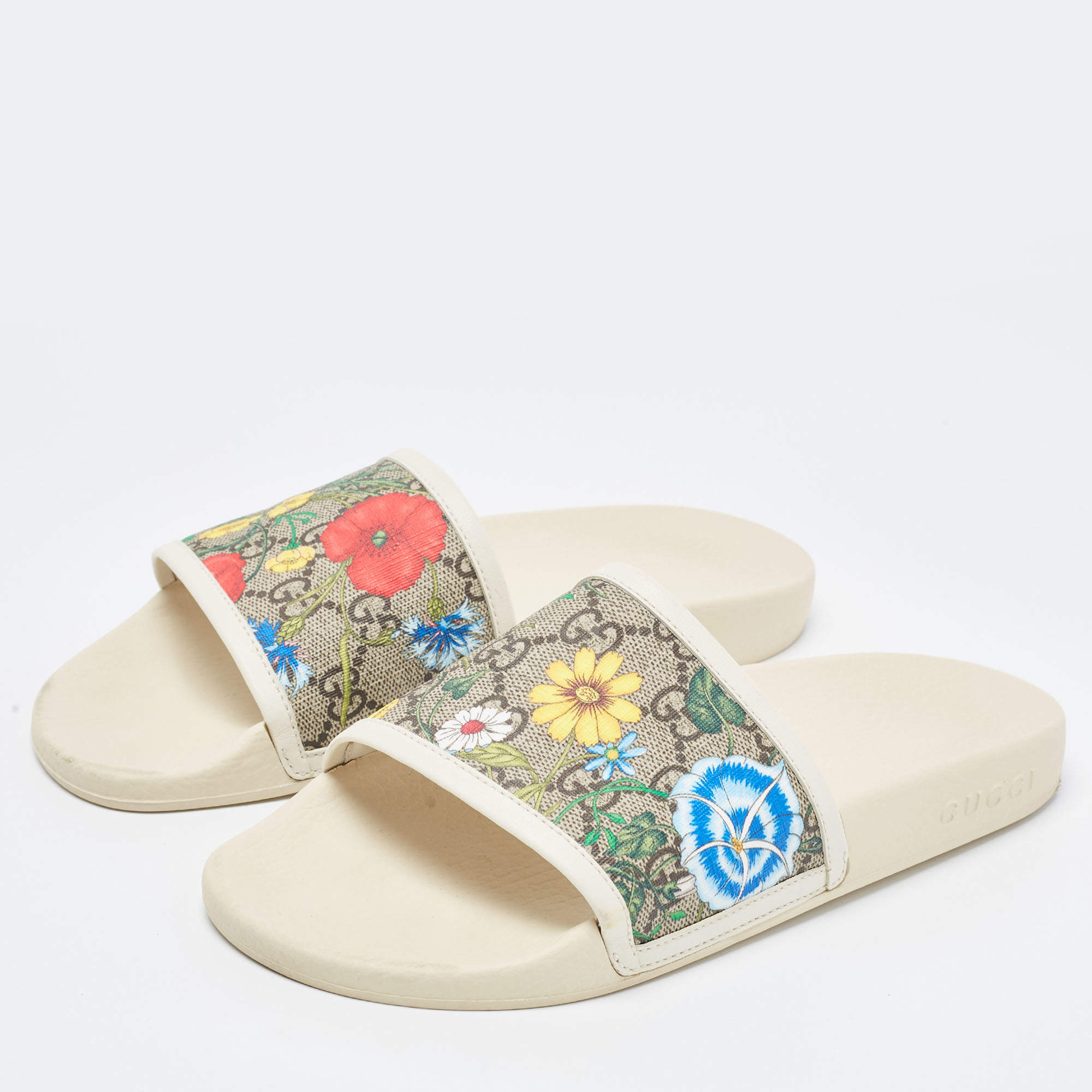 Gucci floral sales slides womens