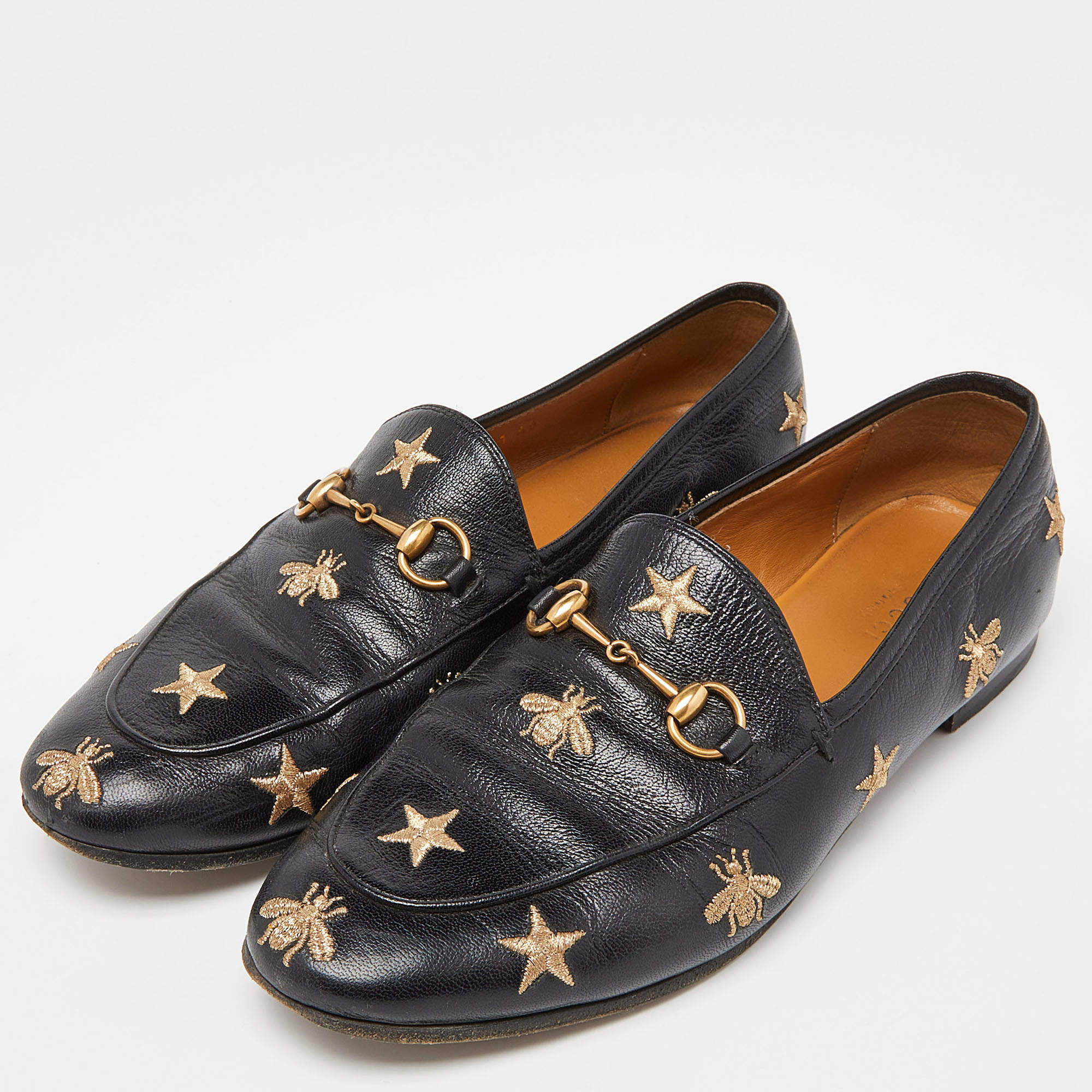 Gucci jordaan embroidered leather hot sale loafer