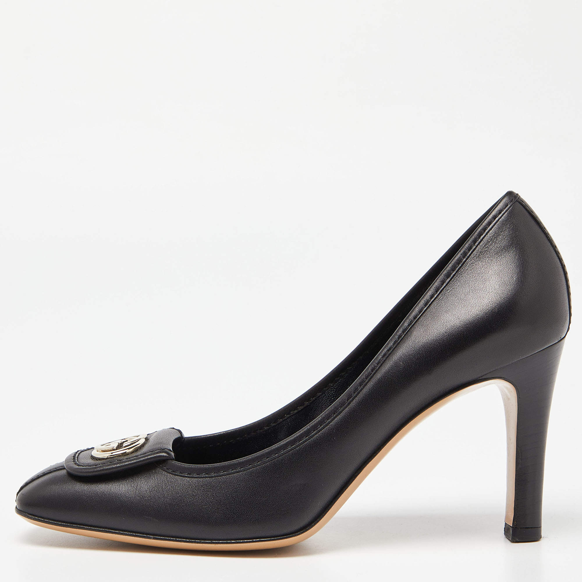 Gucci Black Leather Interlocking GG Pumps Size 37