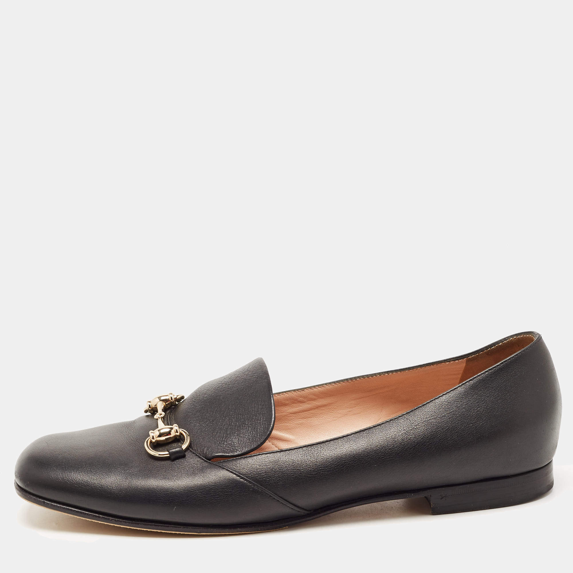 Gucci Black Leather Horsebit Loafers Size 41