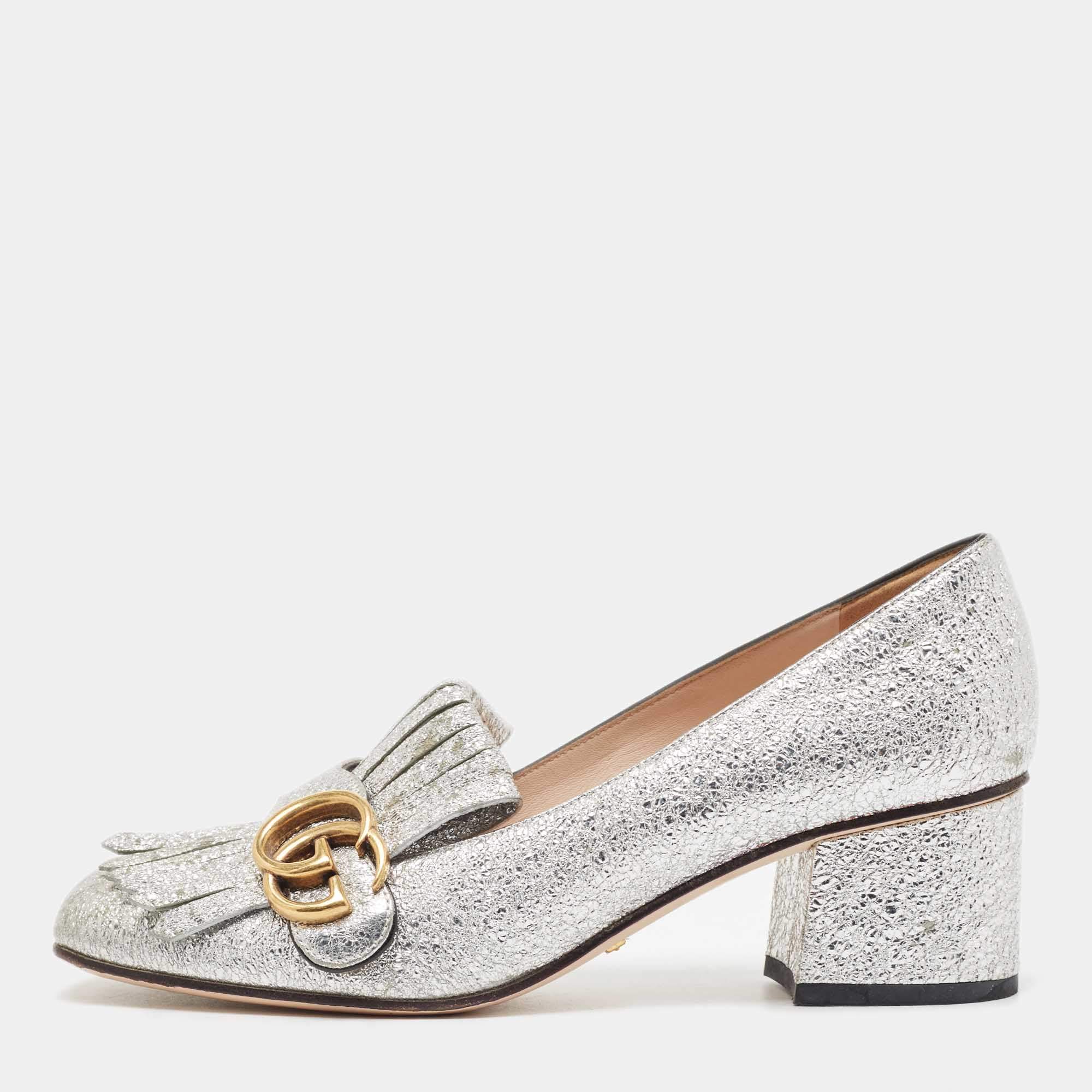 MariページGUCCI シルバーメタリックサンダル GUCCI シルバーメタリックサンダル