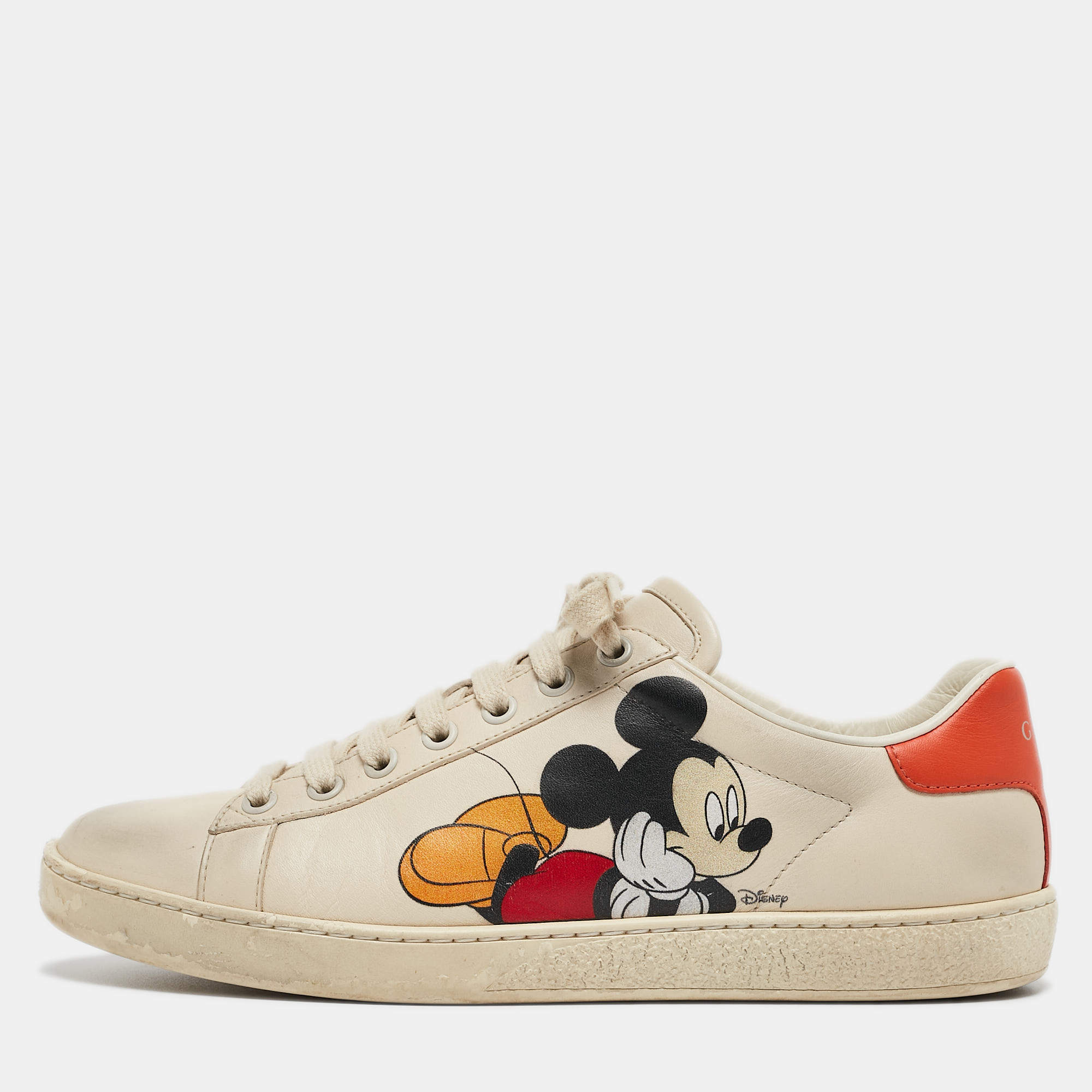 Gucci Cream Leather Ace Low Top Sneakers Size 38