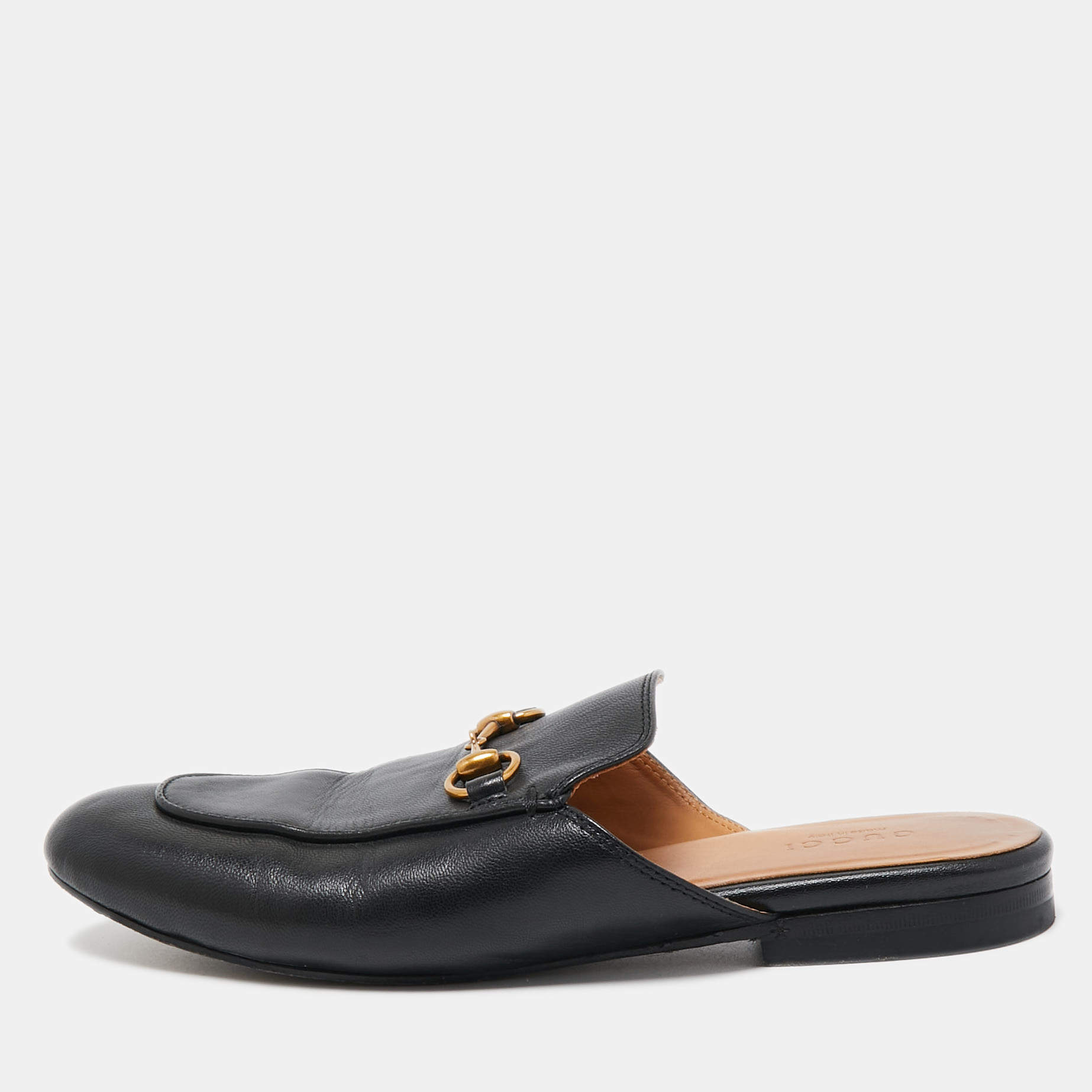Gucci Black Leather Princetown Mules Size 36  