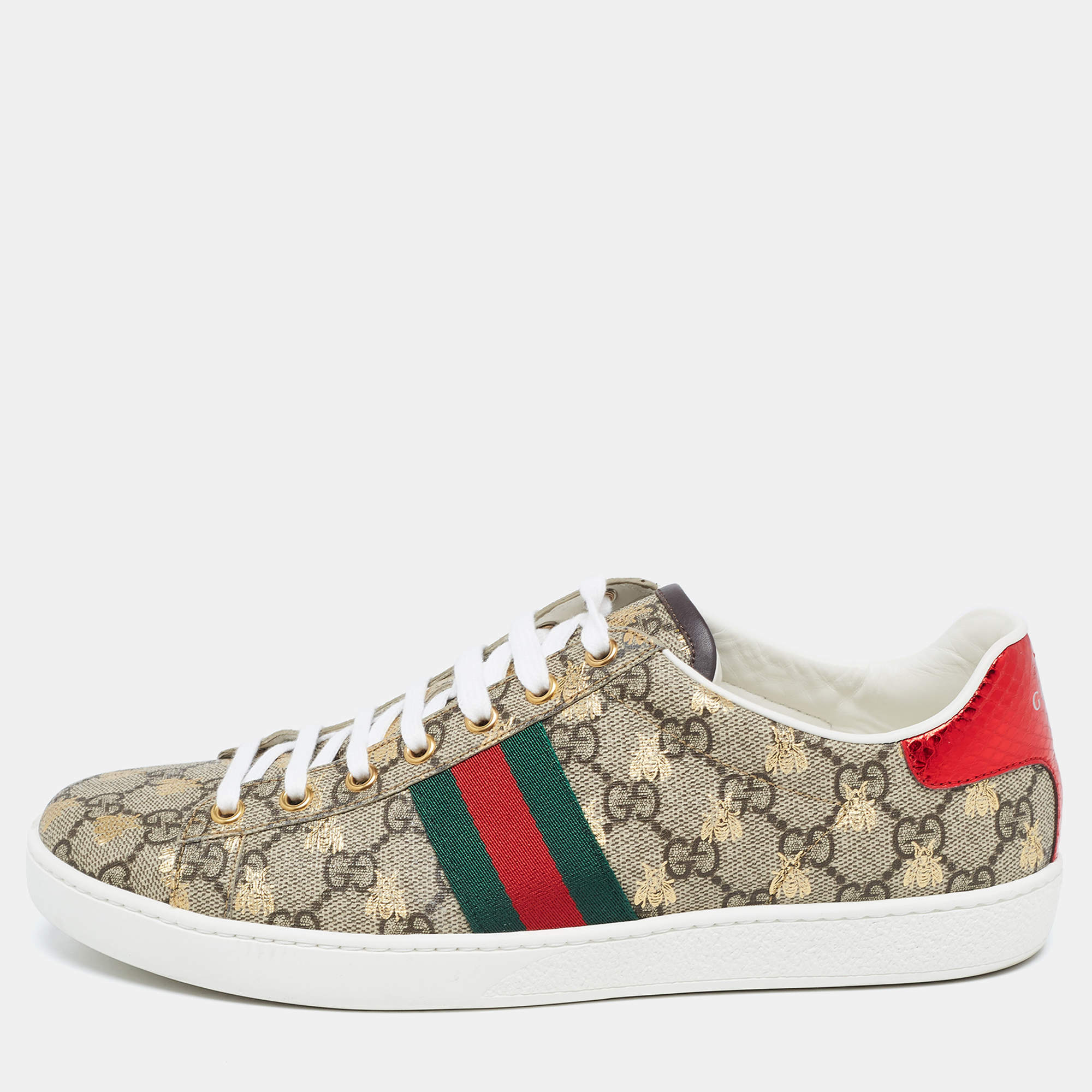 Gucci Brown Monogram Canvas Ace Low Top Sneakers Size 41