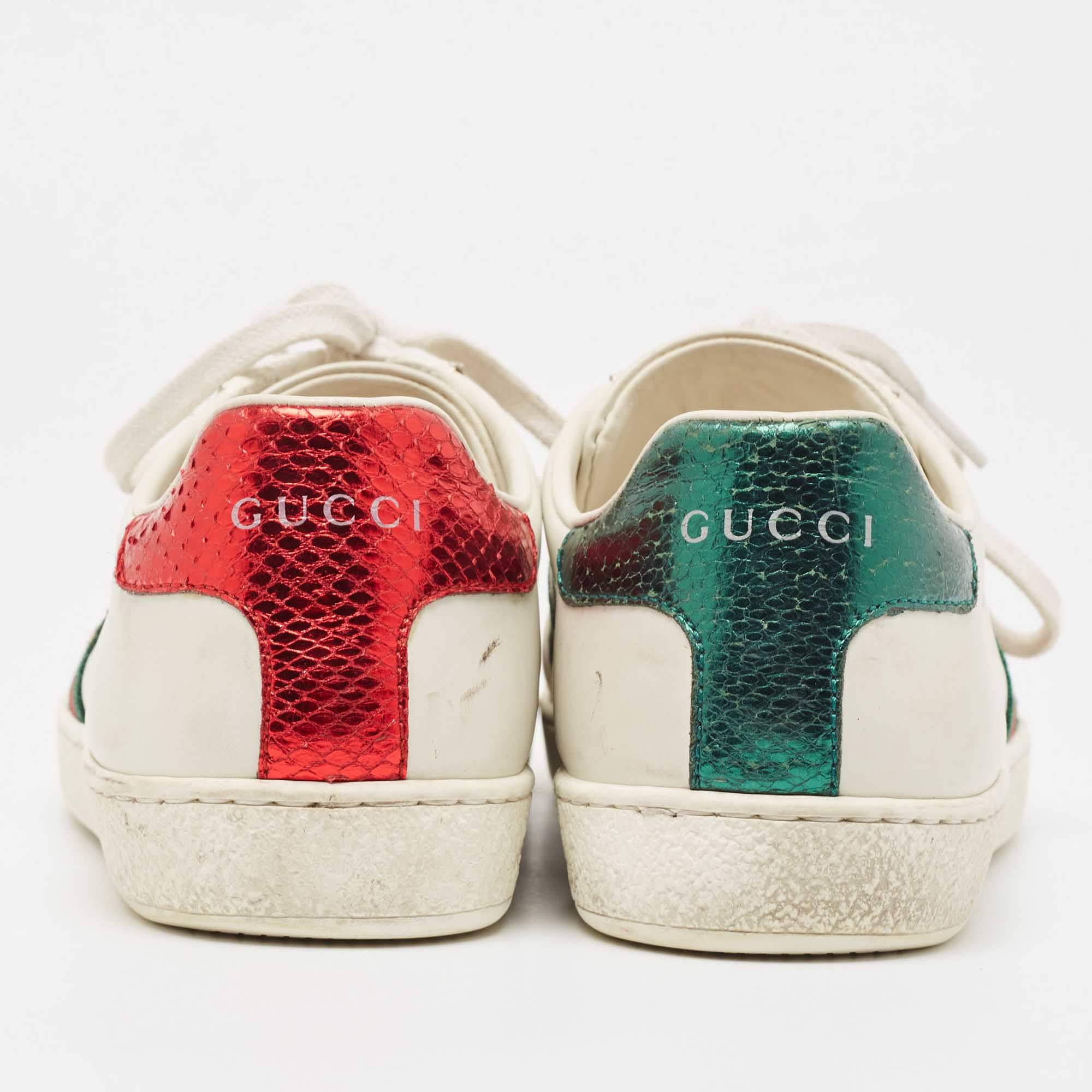 Gucci White Leather Embroidered Bee Ace Sneakers Size 36 Gucci | TLC