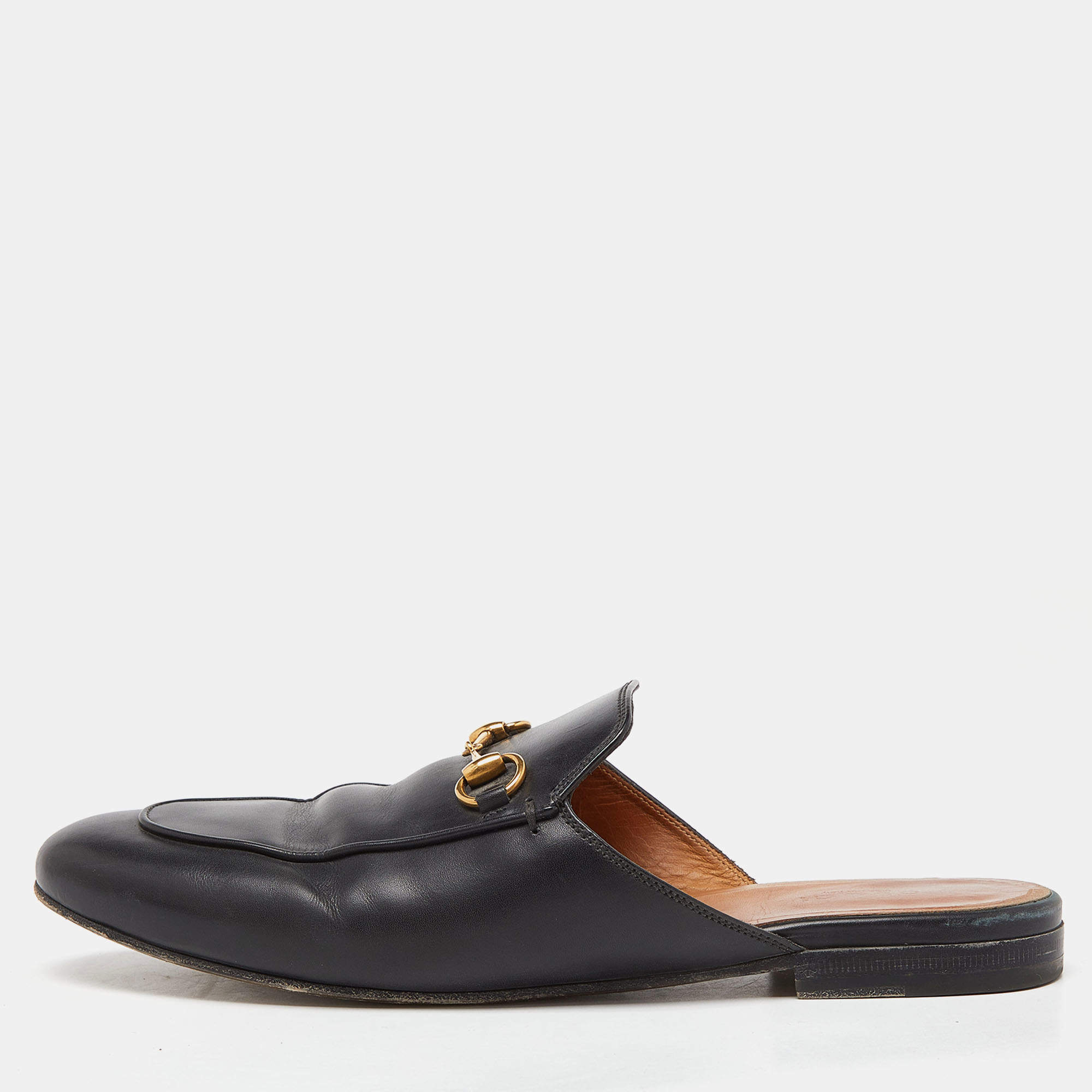 Gucci Black Leather Princetown Mules Size 40 