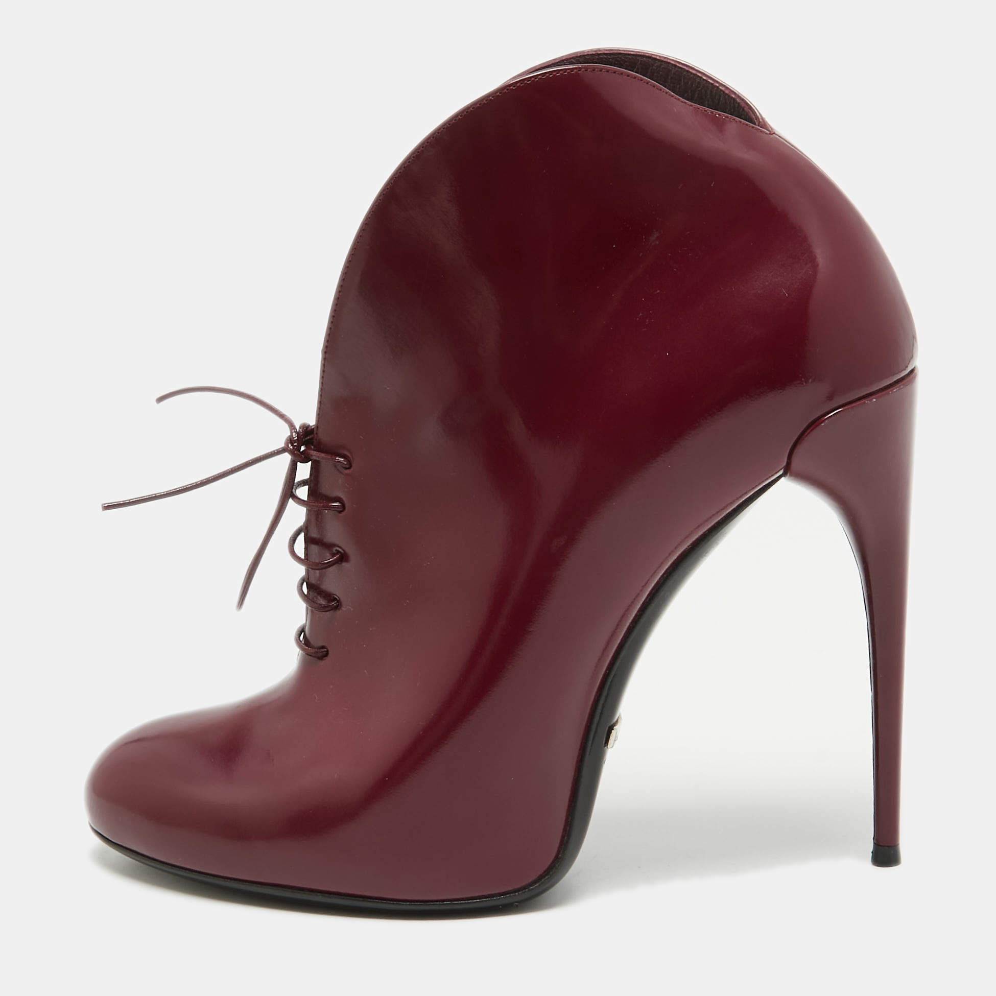 Pre Owned Gucci Plum Patent Leather Kim Booties Size 39