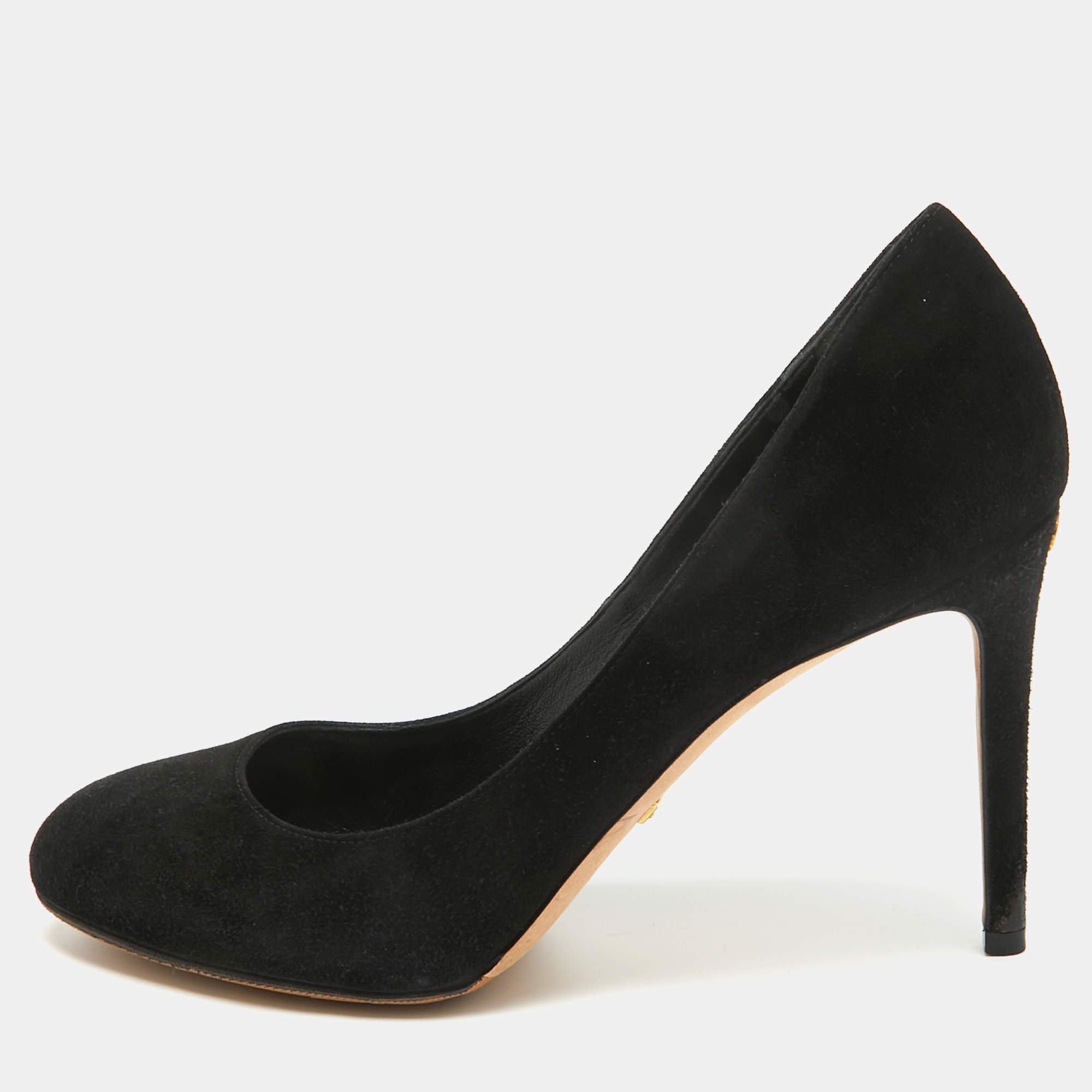 Gucci Black Suede Round Toe Pumps Size 38.5