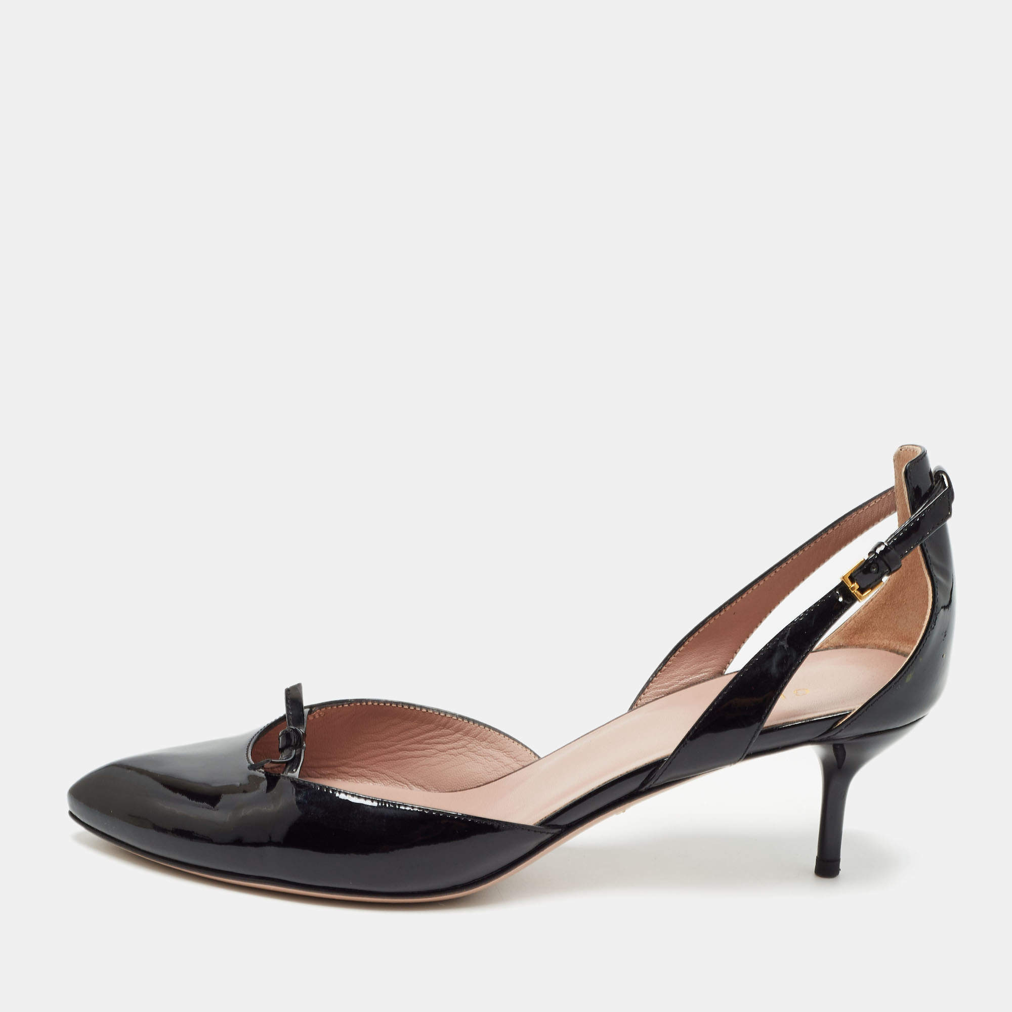 Pre Owned Gucci Black Patent Leather D'orsay Pumps Size 39