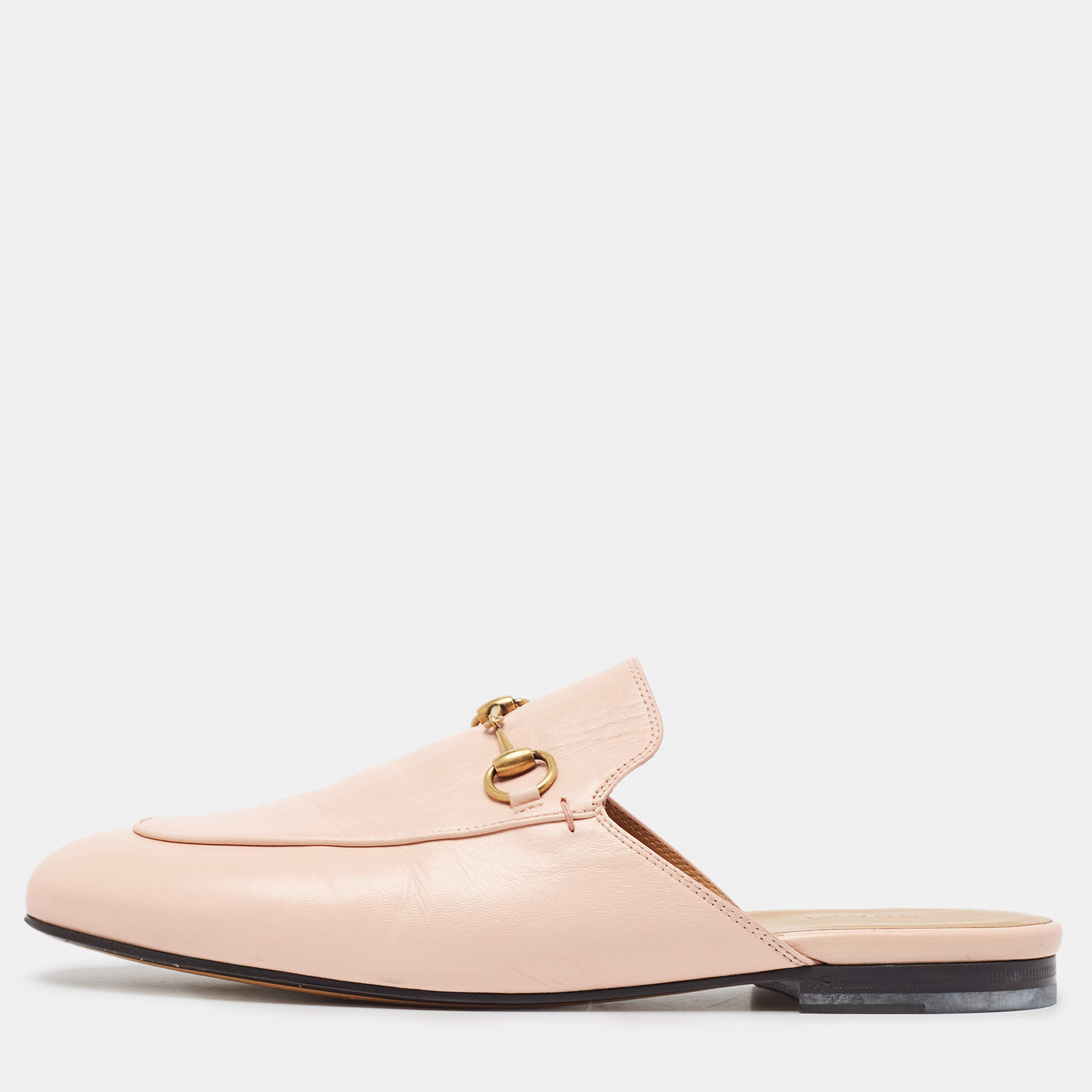 Gucci Pink Leather Princetown Mules Size 40