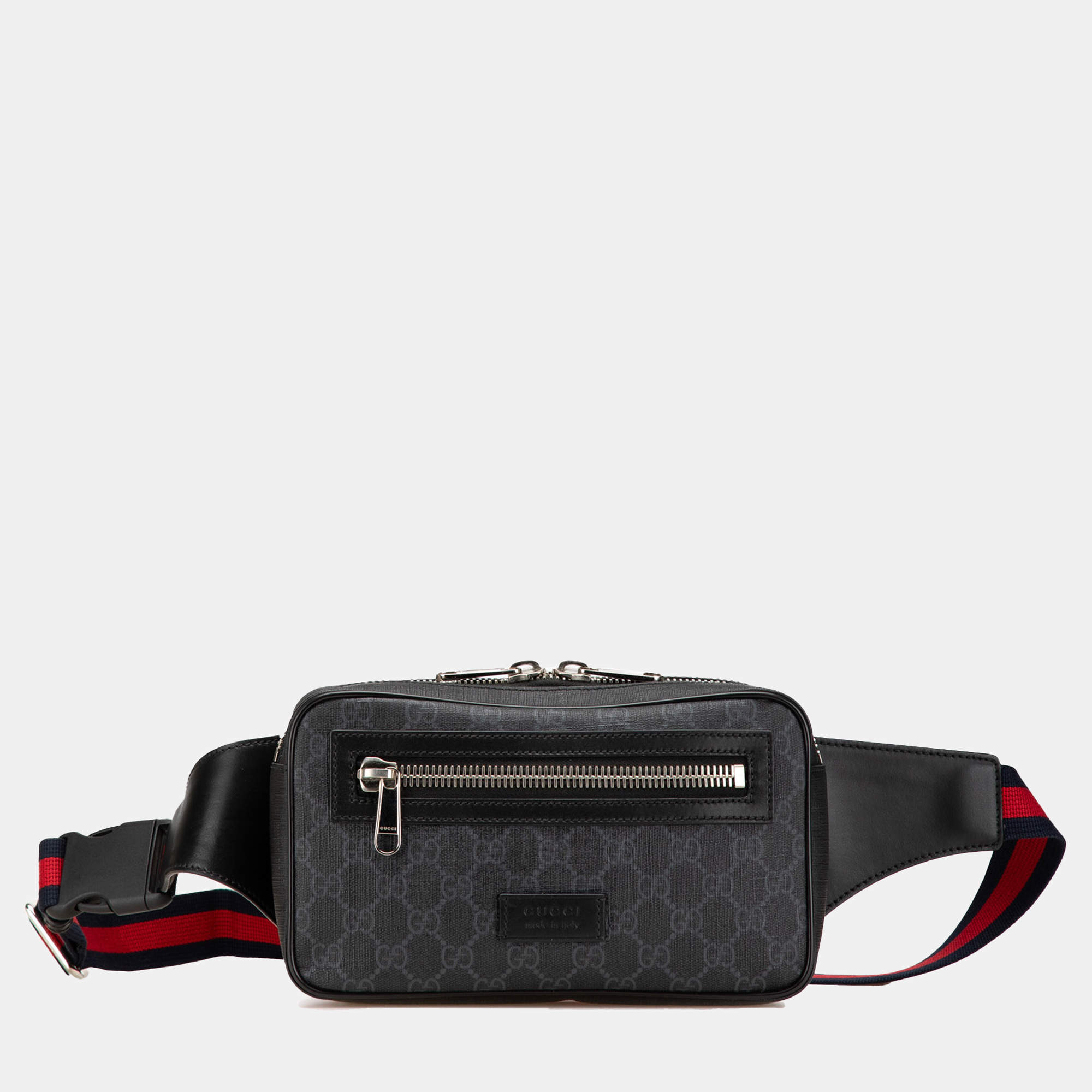 Gucci Black GG Supreme Web Belt Bag