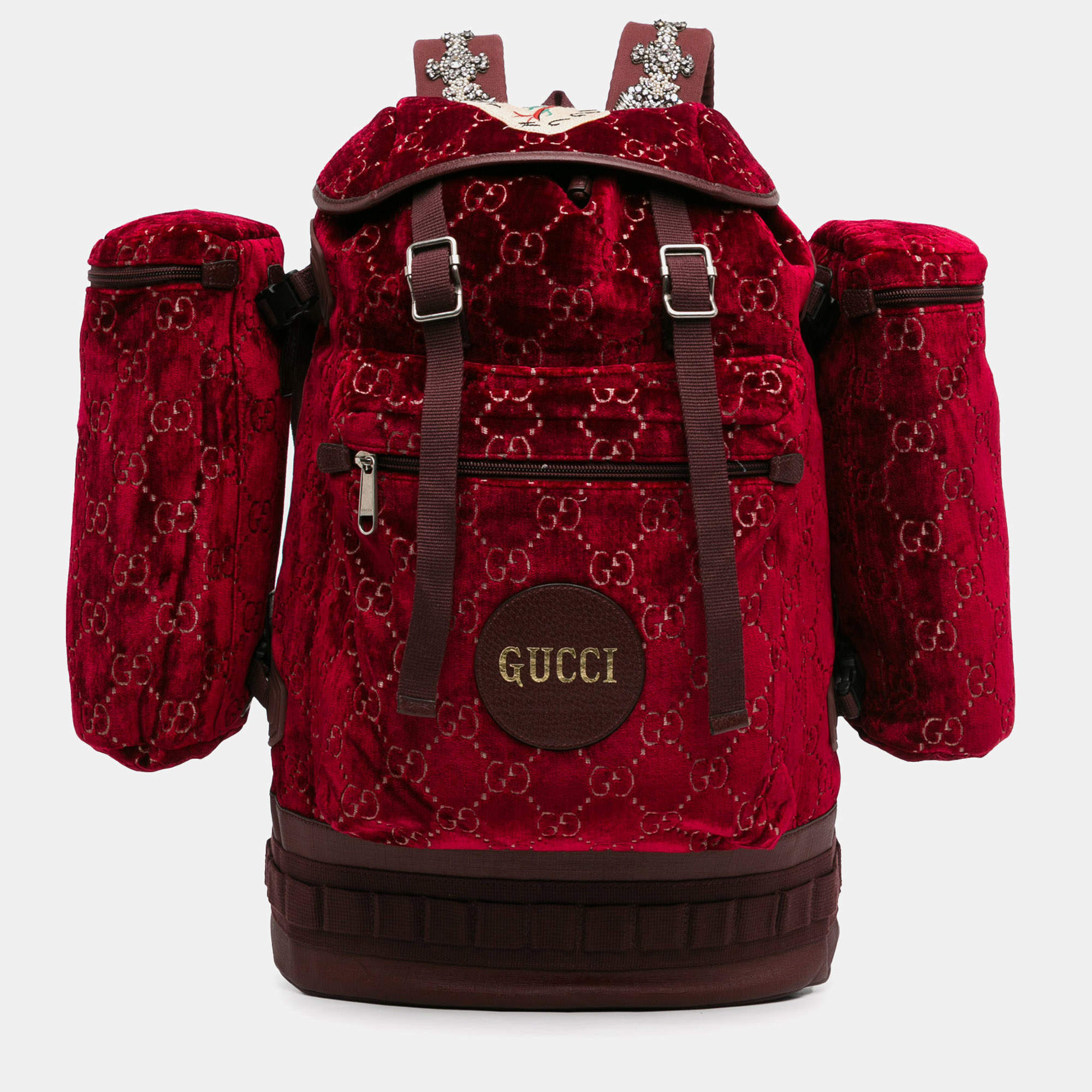  Gucci Red Large GG Velvet Heart Alpina Backpack