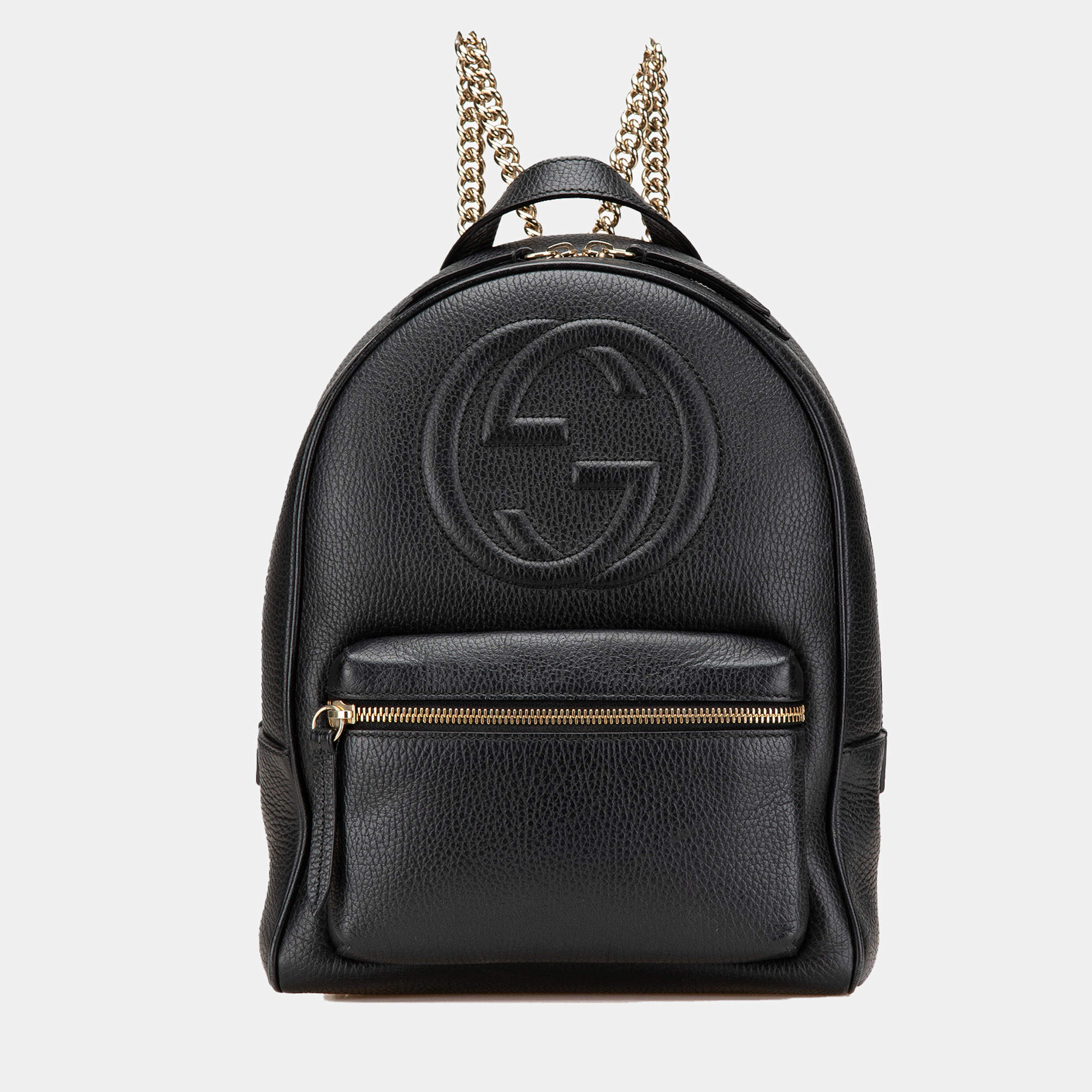 Gucci Black Soho Leather Chain Backpack
