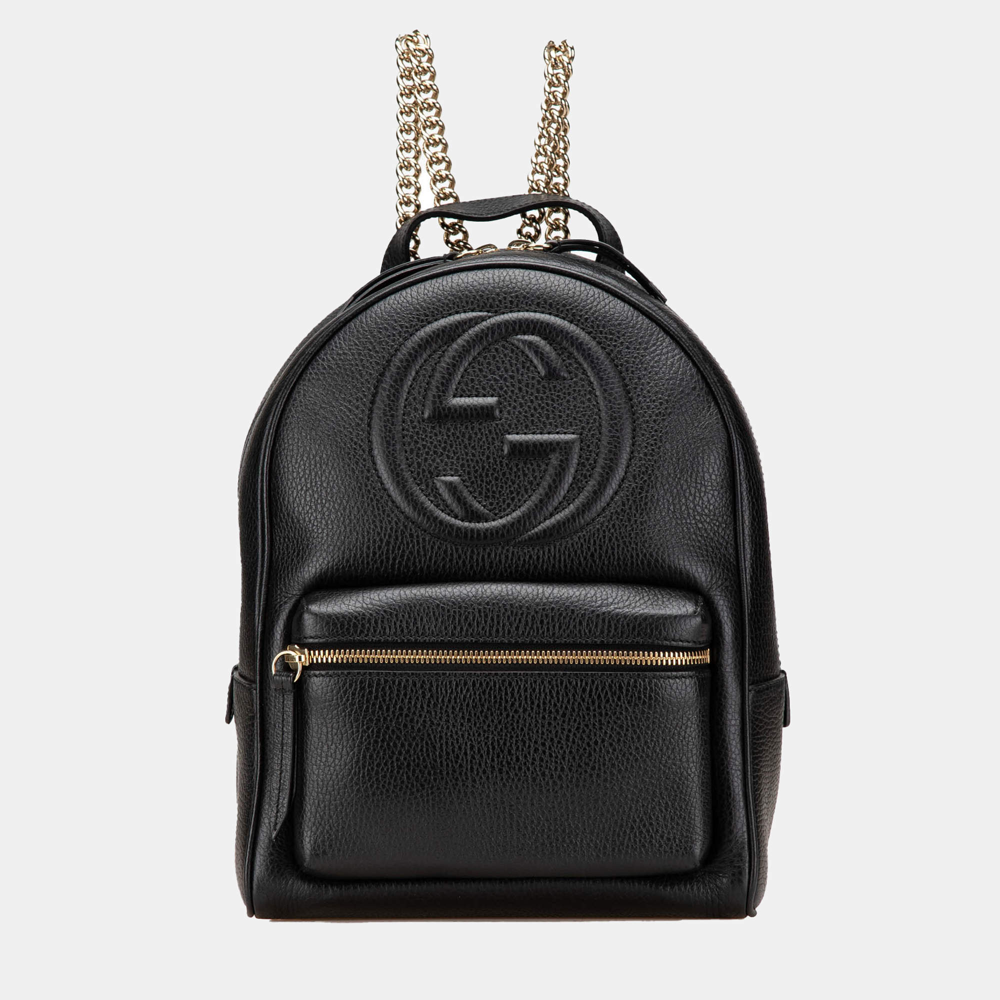 Gucci Black Soho Leather Chain Backpack