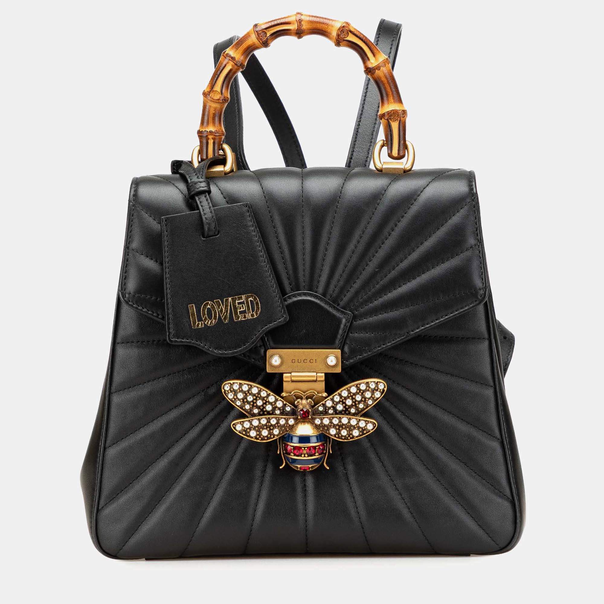 Pre Owned Gucci Calfskin Bamboo Trapuntata Queen Margaret Backpack