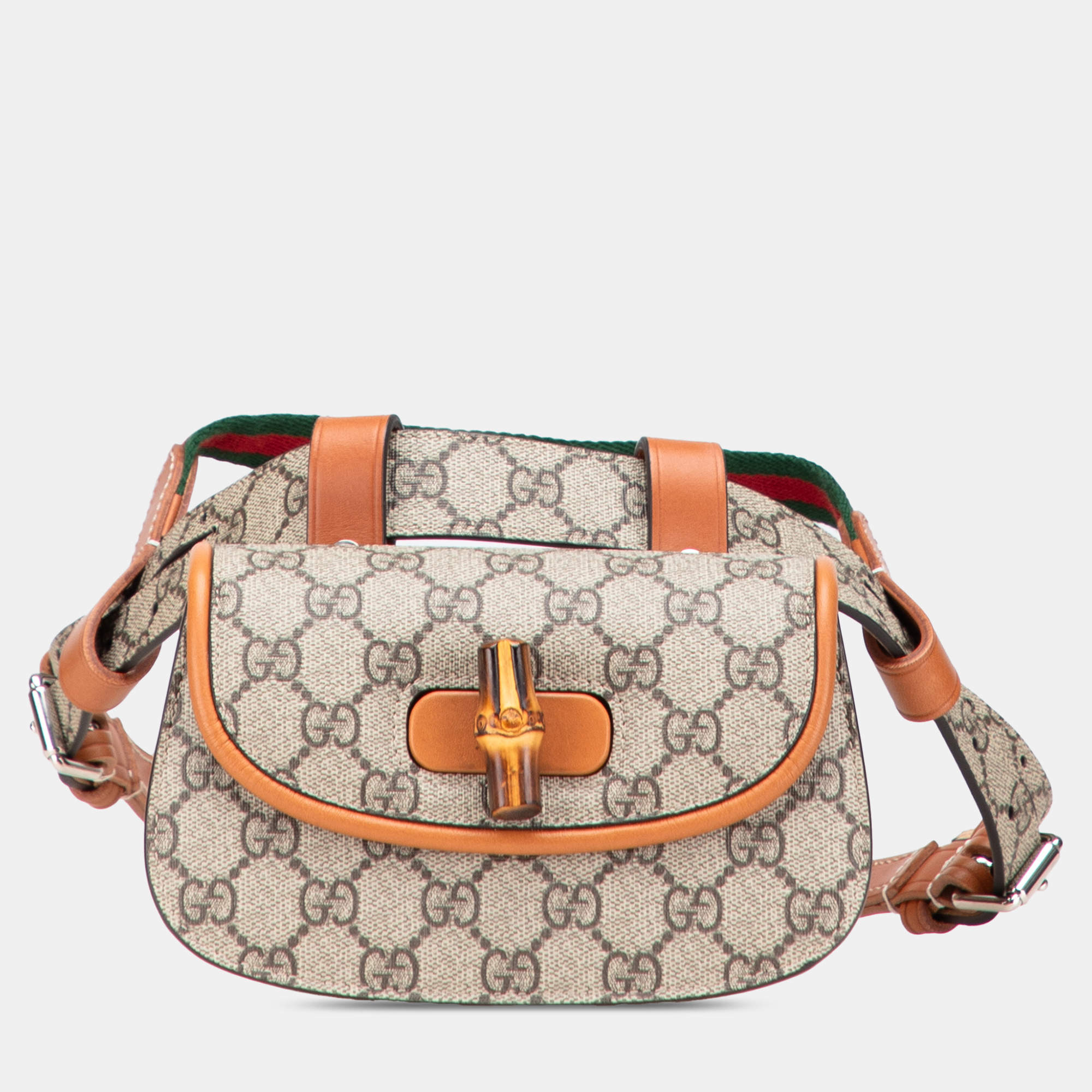 Pre Owned Gucci Mini GG Supreme Web Bamboo 1947 Belt Bag