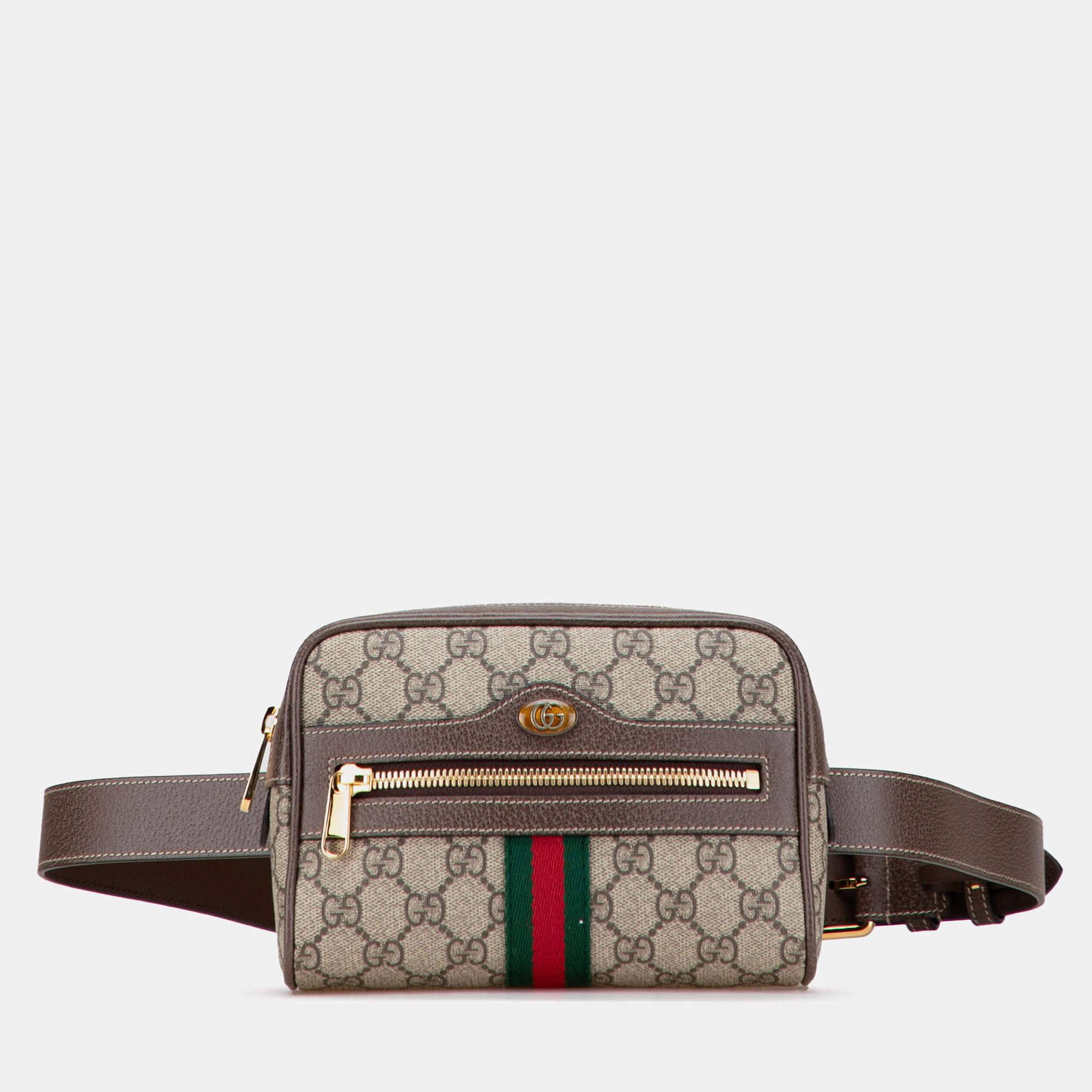 Pre Owned Gucci Beige/Brown Small GG Supreme Ophidia Belt Bag
