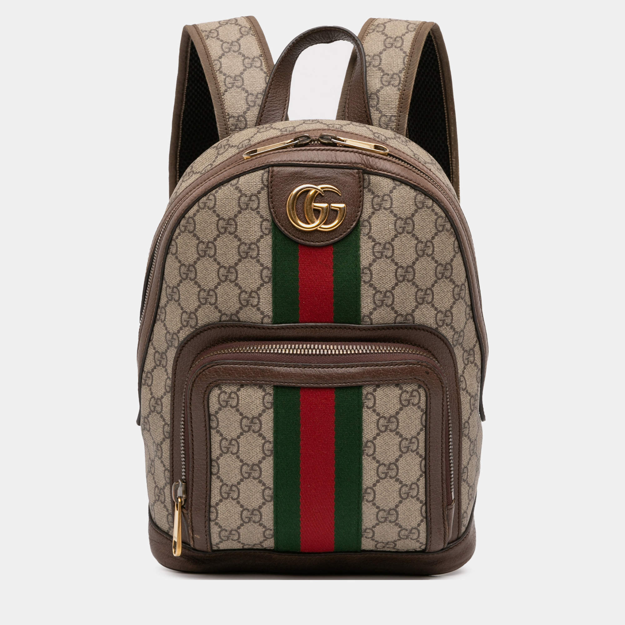 Pre Owned Gucci Small GG Supreme Ophidia Web Backpack