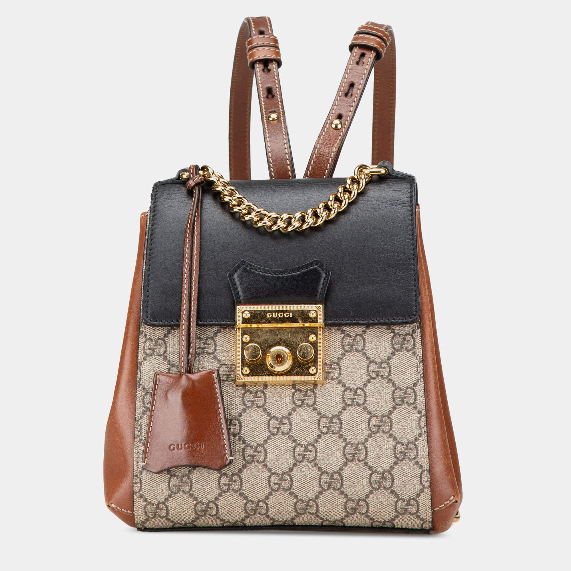 Pre Owned Gucci GG Supreme Padlock Backpack