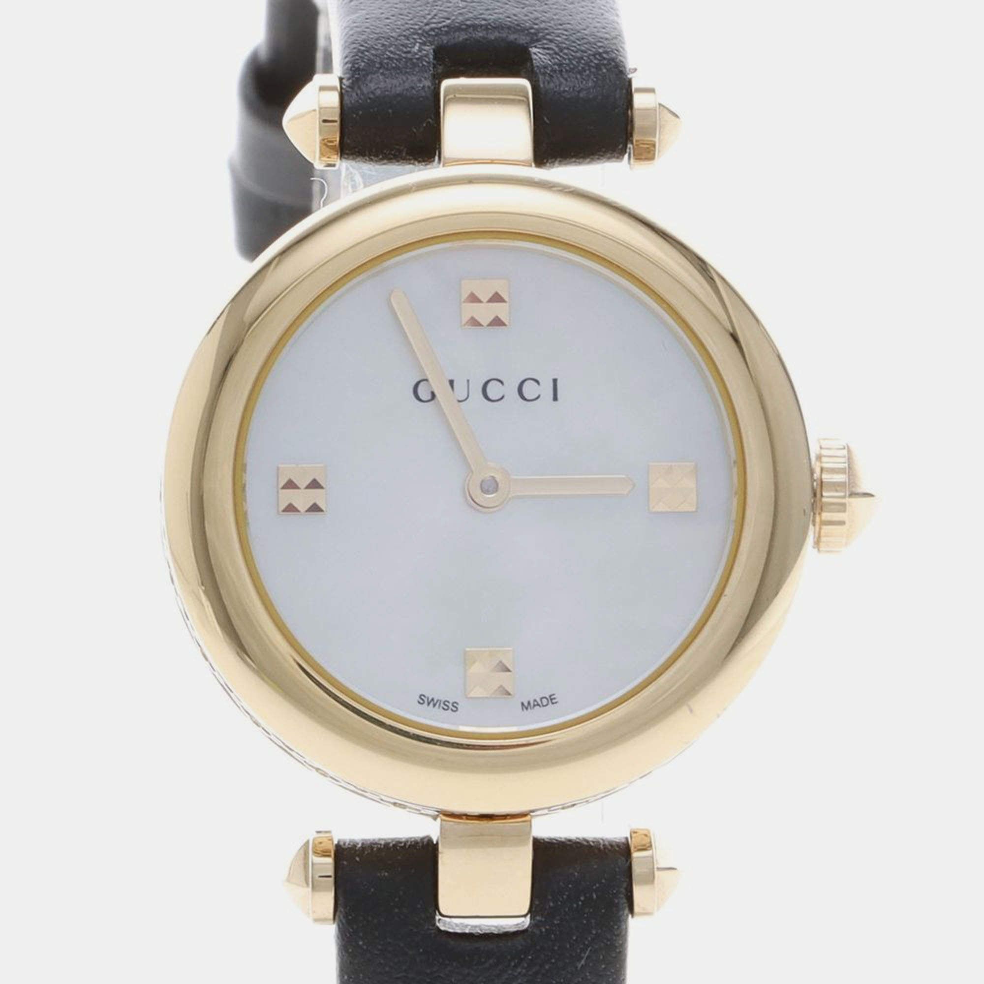 Pre Owned Gucci Diamantissima 141.5 Quartz Gold-Plated Women's Wristwatch 27 mm