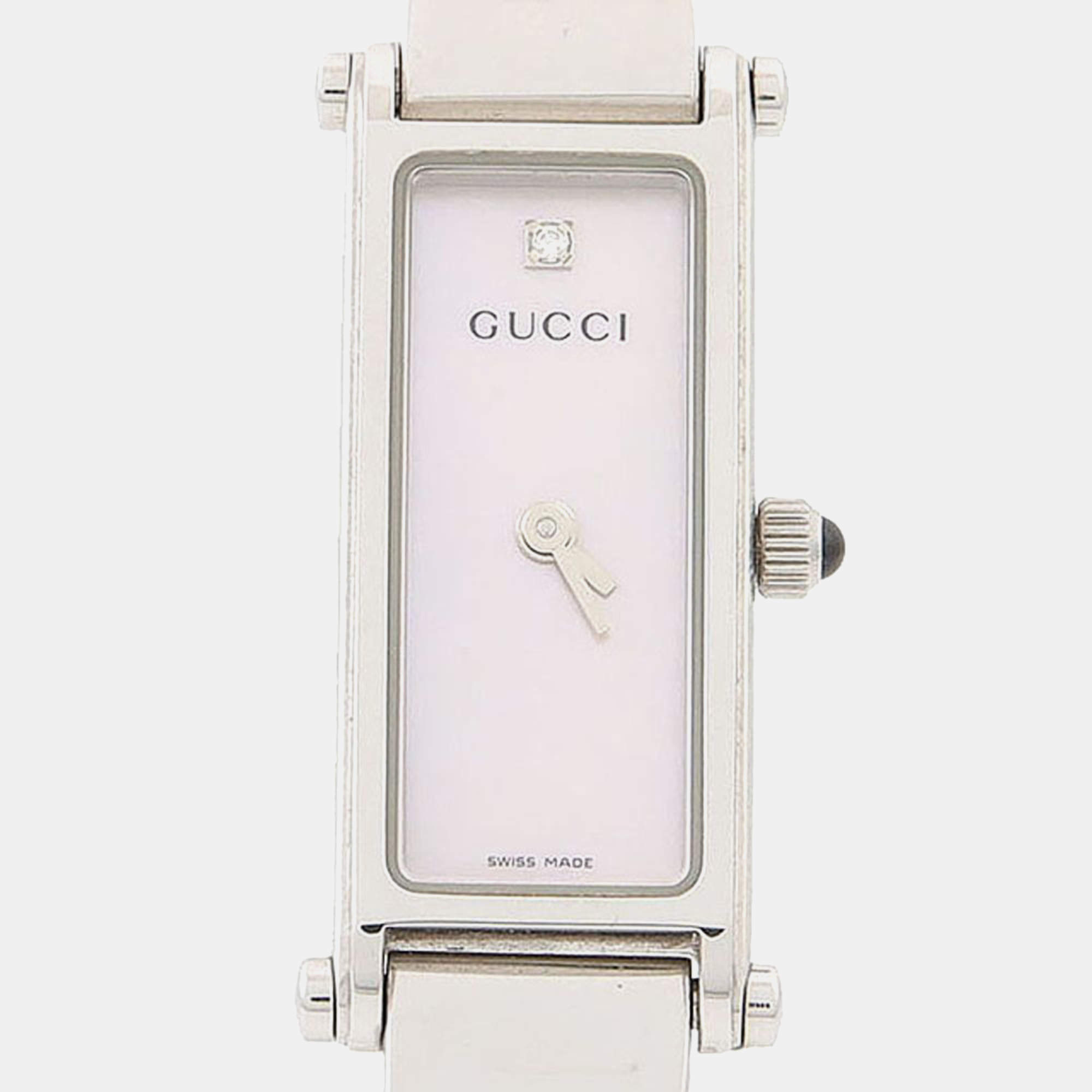 Pre Owned Gucci G Line 1500L White Stainless Steel Quartz Women's Wristwatch 12*24mm