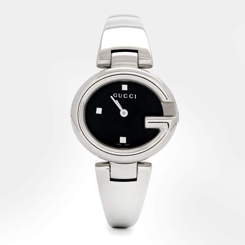 Pre Owned Gucci Black Stainless Steel Guccissima YA134501 Women's Wristwatch 27 mm