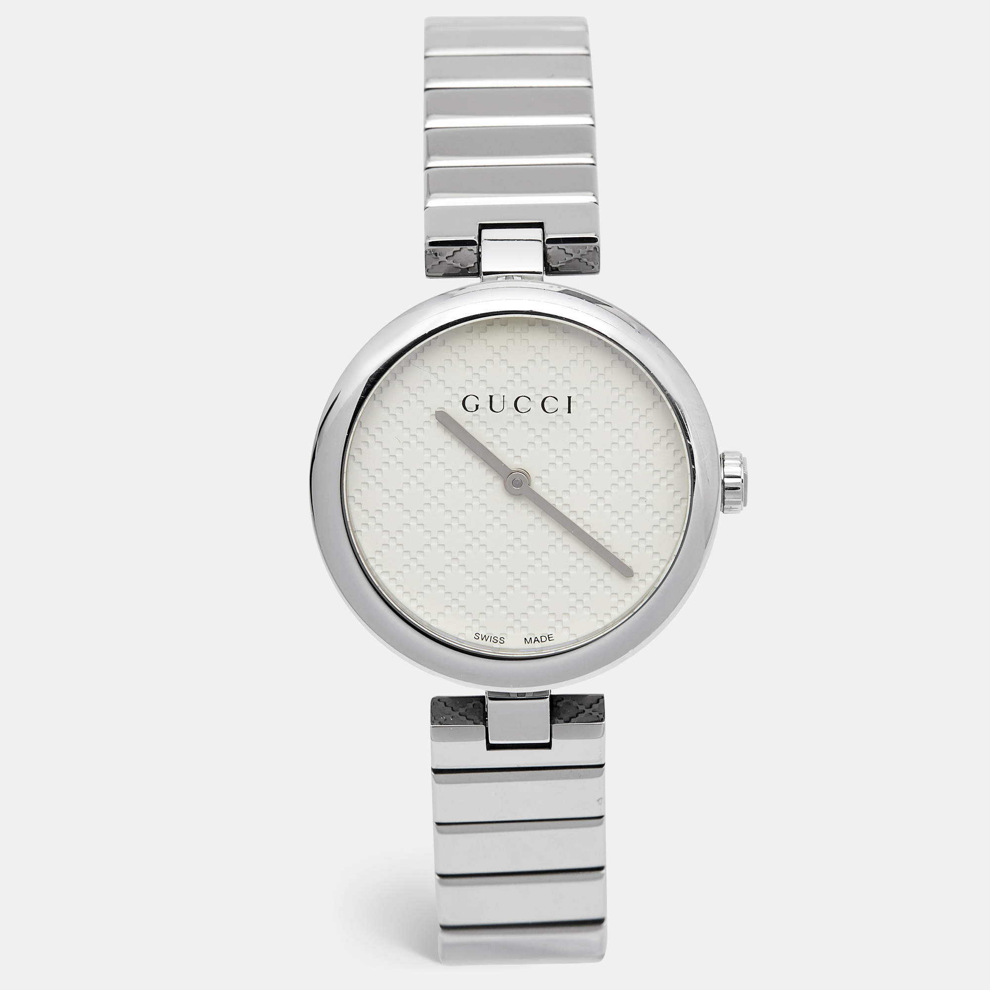 Gucci White Stainless Steel Diamantissima YA141402 Women's Wristwatch 32 mm