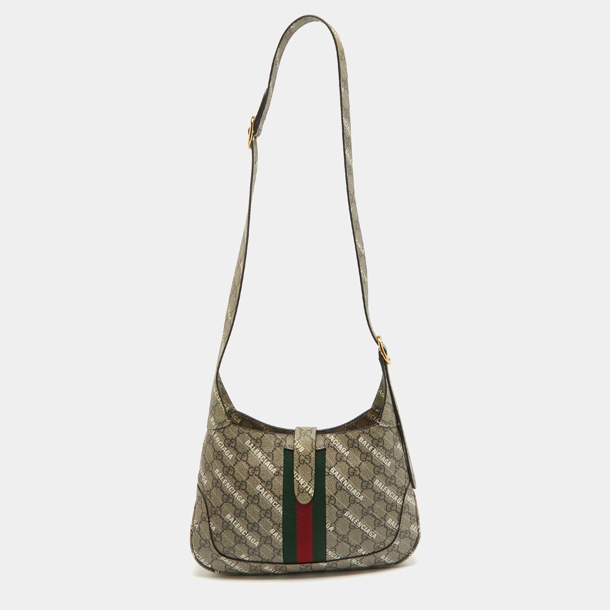 Gucci x Balenciaga Beige/Brown GG Supreme Canvas Small Jackie 1961 Hobo