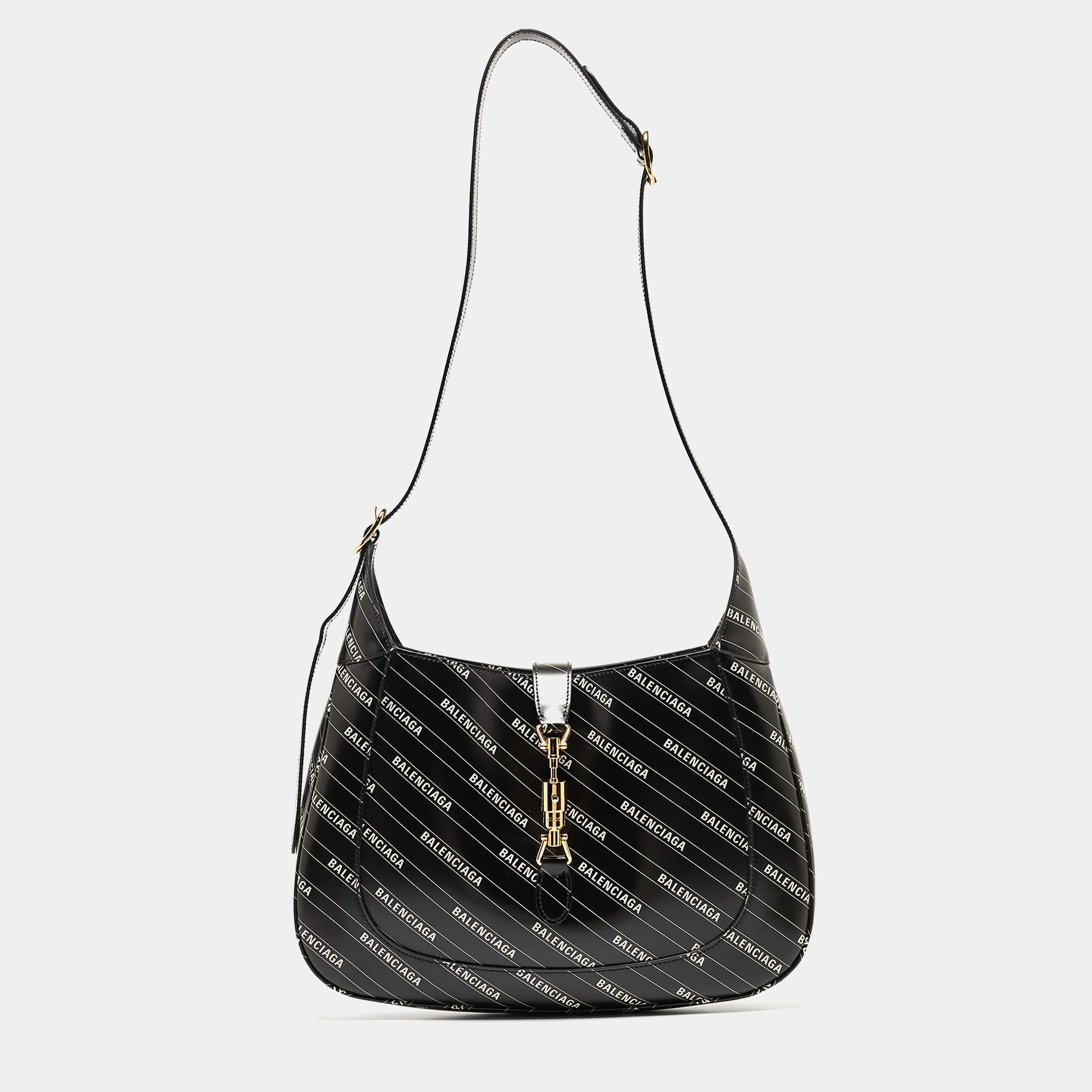 Gucci x Balenciaga Black/White Leather Medium The Hacker Project Jackie 1961 Hobo