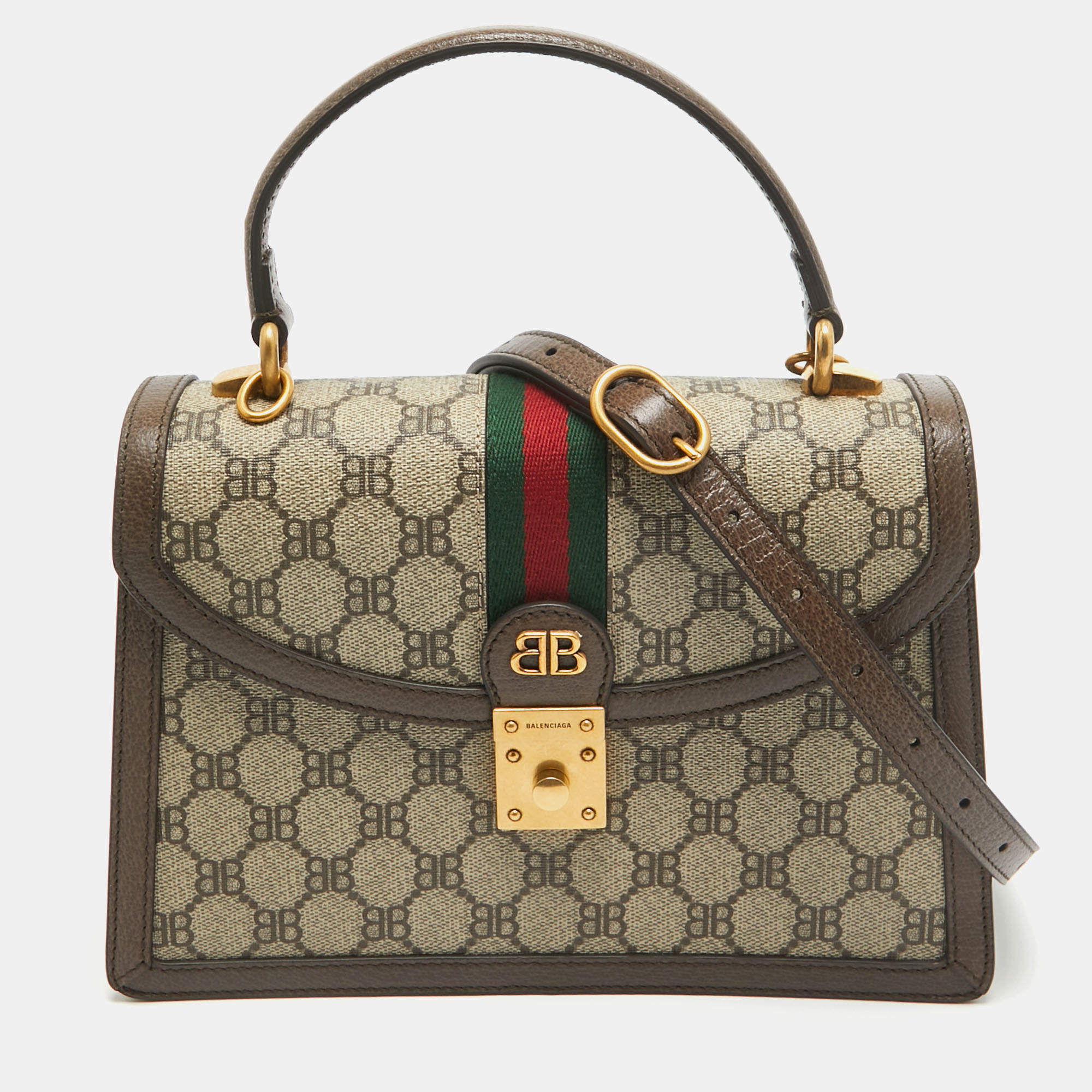 Balenciaga x Gucci Brown/Beige Coated Canvas and Leather The Hacker Project Bag