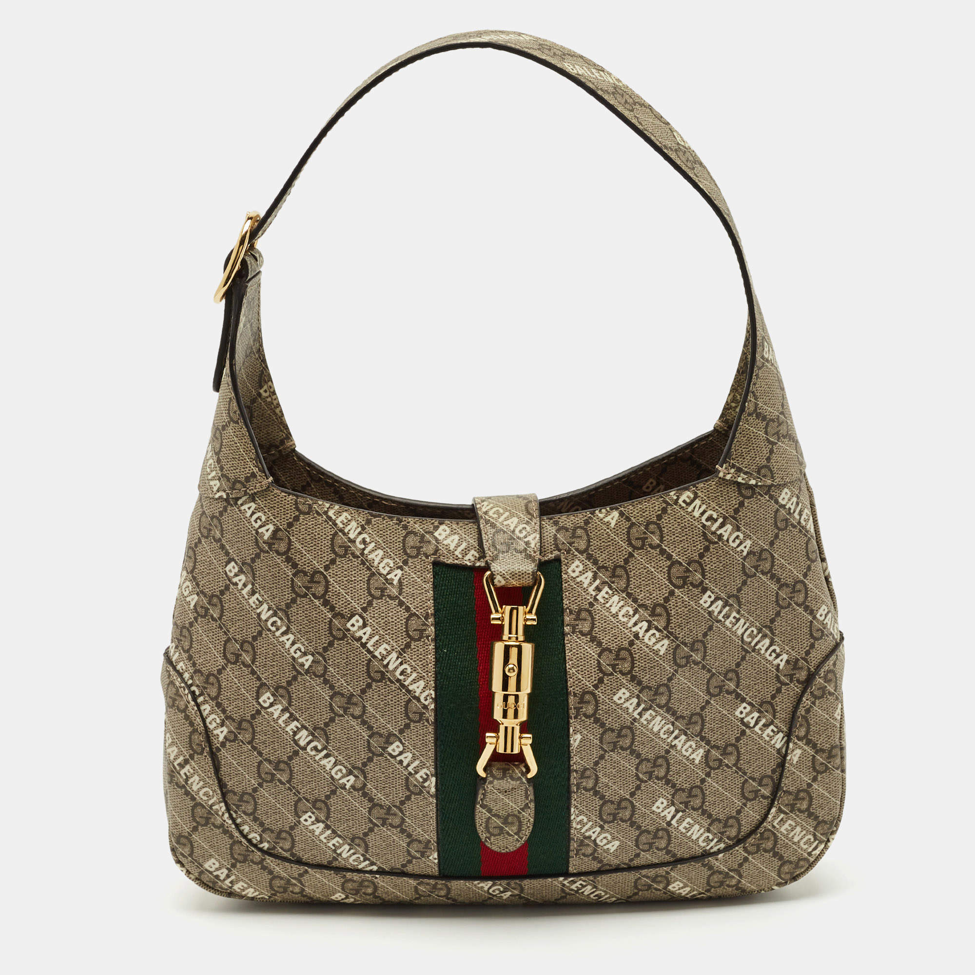 Gucci x Balenciaga Beige GG Supreme Canvas Small The Hacker Jackie 1961 Hobo