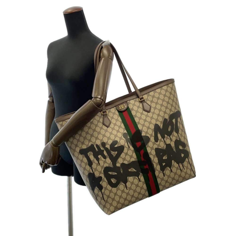 Gucci x Balenciaga Beige BB Canvas Large Supreme Graffiti Ophidia Tote Bag  Gucci x Balenciaga