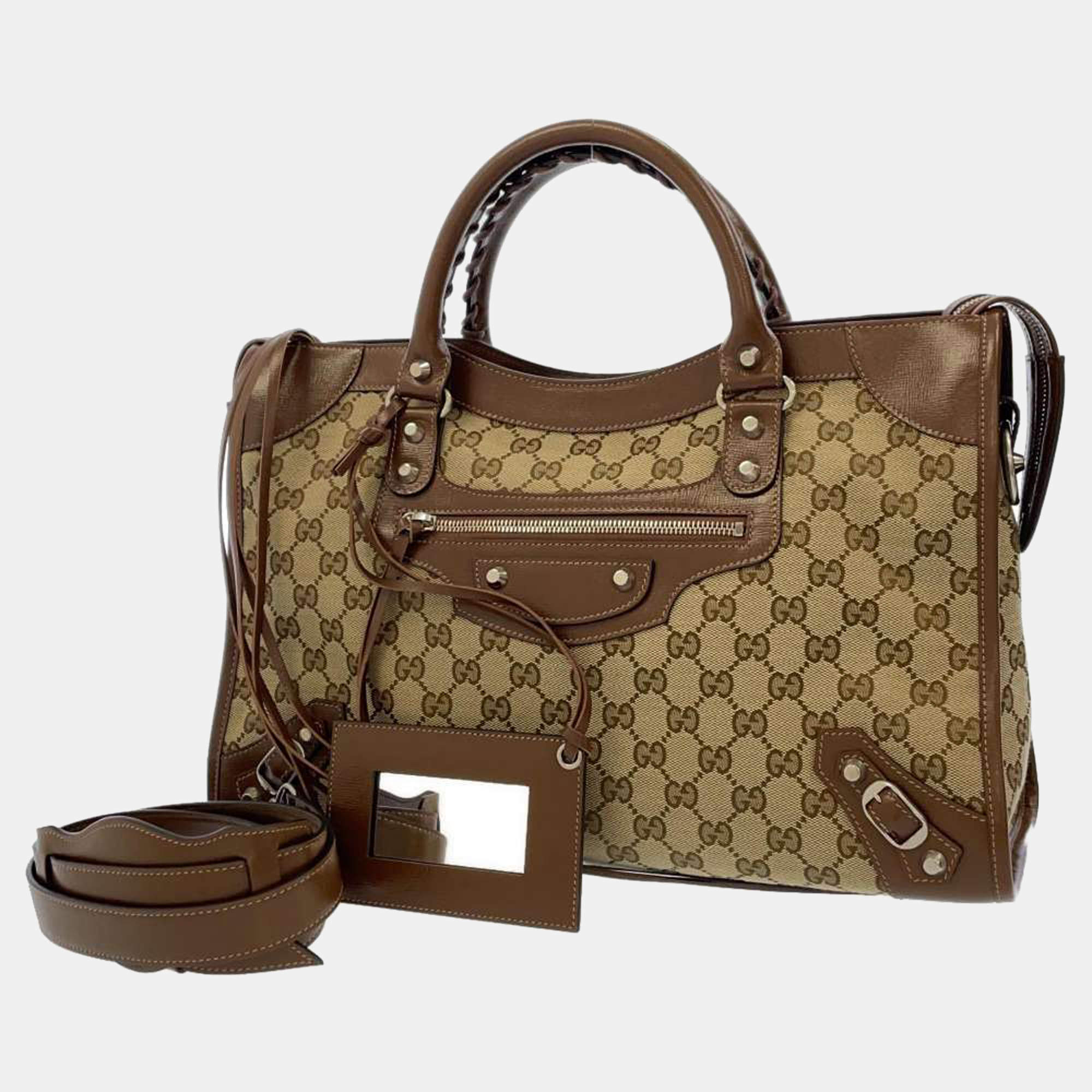 Gucci x Balenciaga Brown GG Supreme Canvas and Leather Neo Classic The Hacker Shoulder Bag Gucci x Balenciaga | TLC