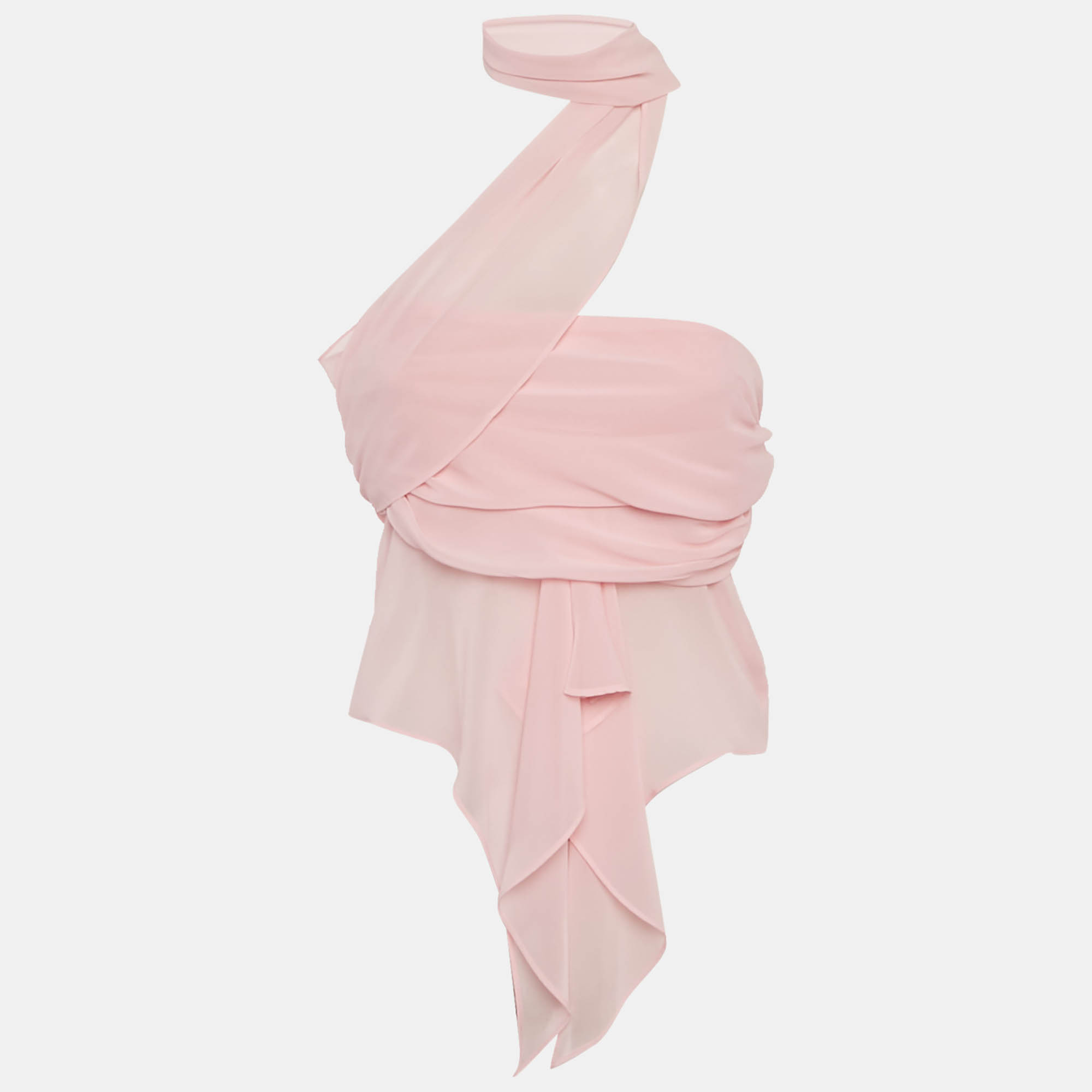 مملوكة مسبقًا  Guizio Pink Chiffon Wrap Around Top M