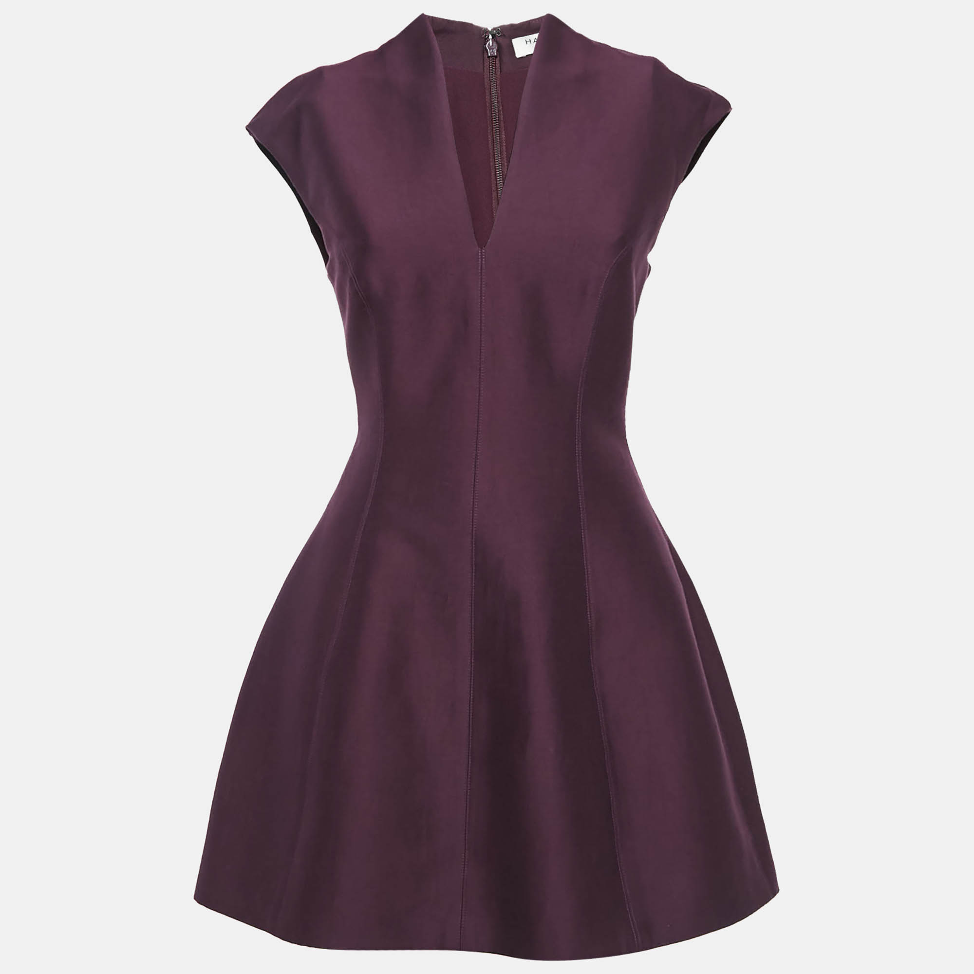 Halston Heritage Burgundy Cotton Blend V-Neck Sleeveless